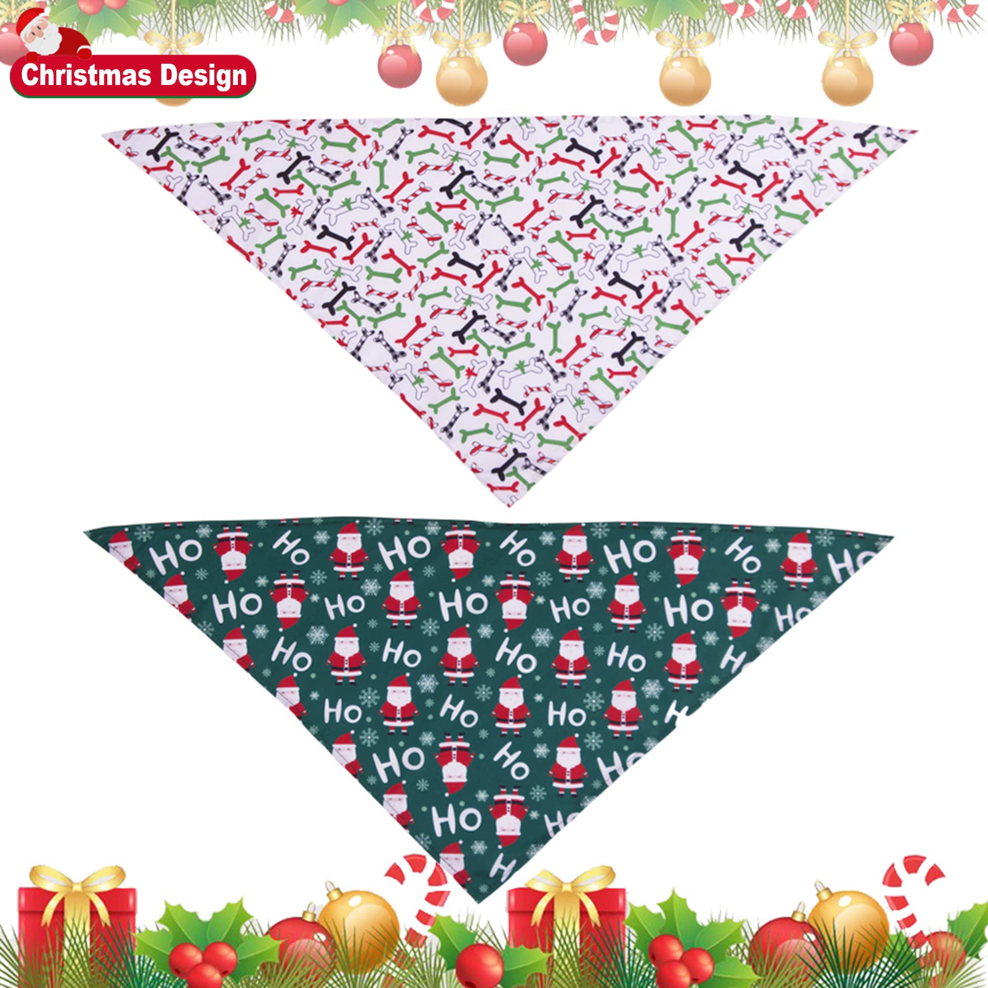 ADOGGYGO 4 Pack Dog Bandana Christmas Pet Scarf Triangle Bibs Kerchief Set Pet Christmas Costume Accessories Decoration for Medi