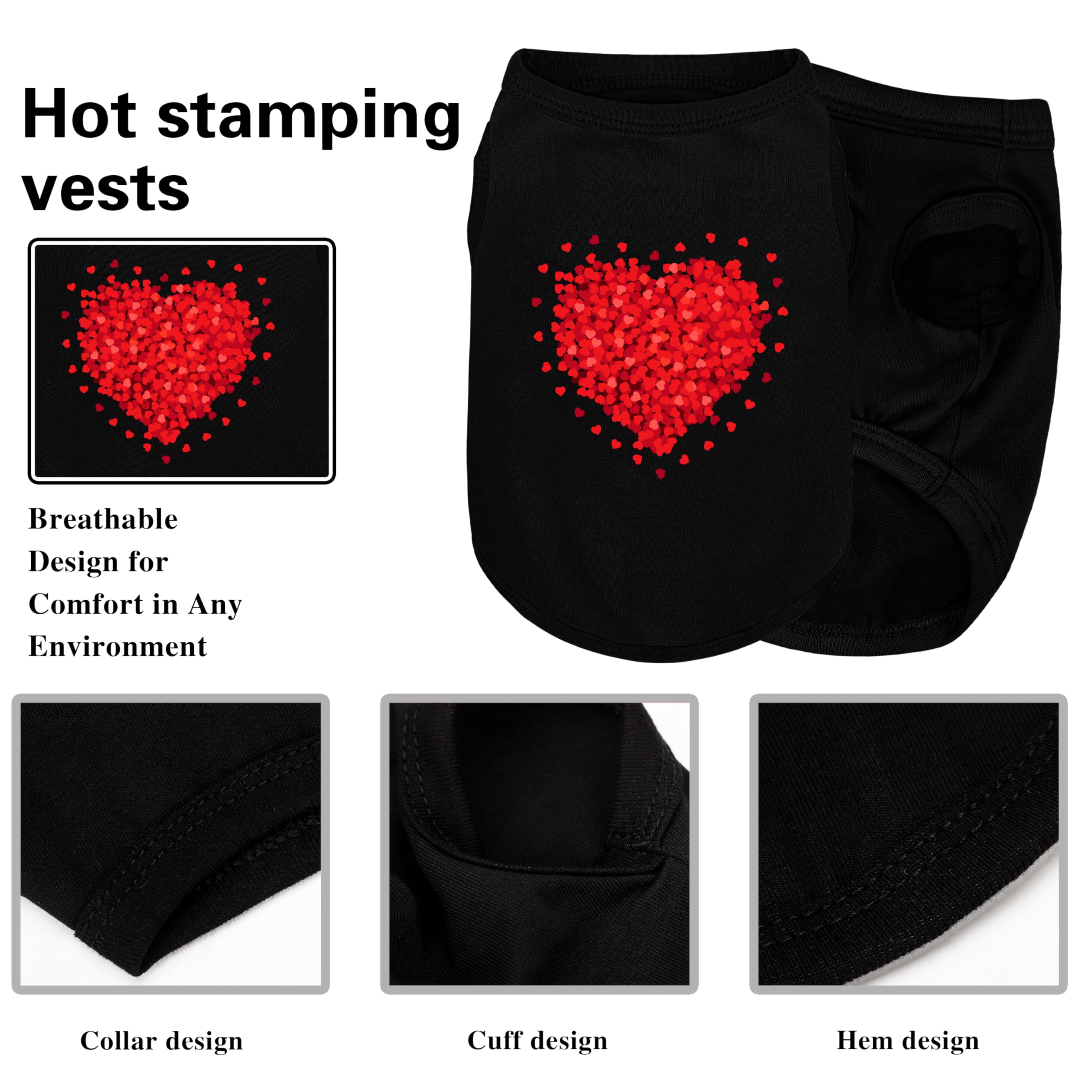 Comfortable Polyester-Cotton Dog Shirt - Romantic Rose Petals Heart Pattern, Perfect For Small & Medium Dogs, Soft & Stylish Pet