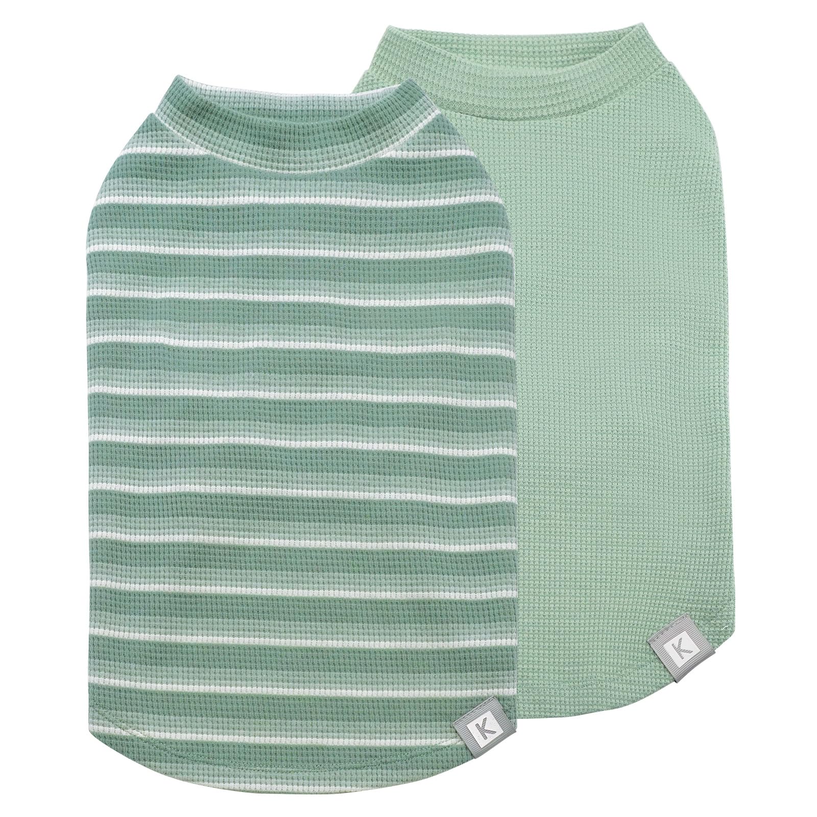 Kyeese 2Pack Waffle Dog Shirts For Small Dogs Stretchy Dog T-Shirts Lightweight Pet Tank Top Sleeveless Striped Dogs Shrit Vest 