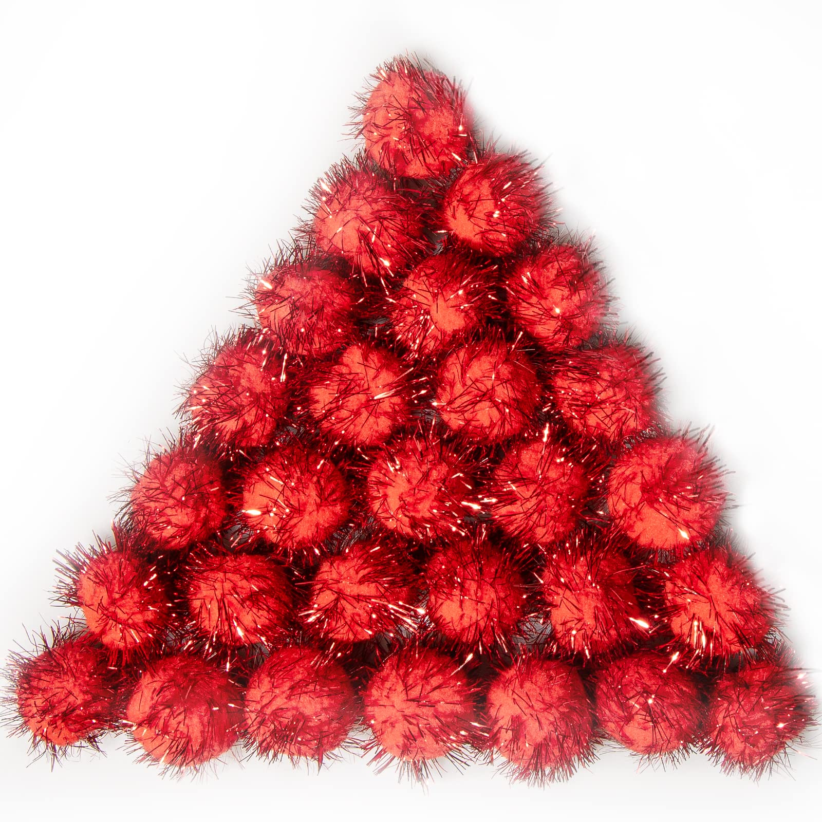 Vapker 30 Piece 1.5' Red Color Sparkle Balls Cat'S Favorite Toy Tinsel Pom Poms Glitter