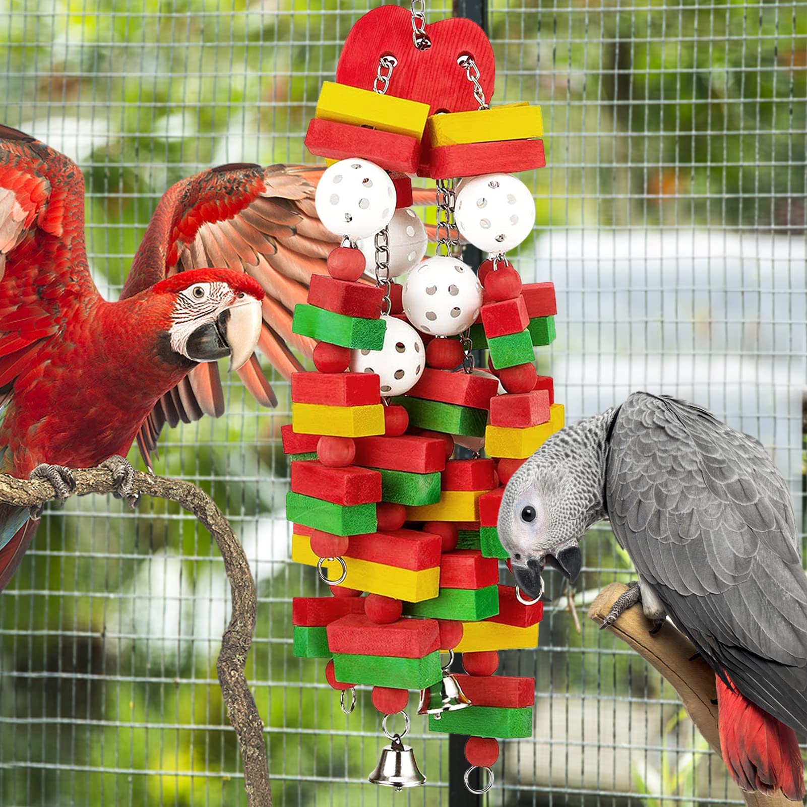 Mewtogo Large Bird Parrot Toys For Cockatoos African Grey Macaws And Amazon Parrots Christmas Bird Gift