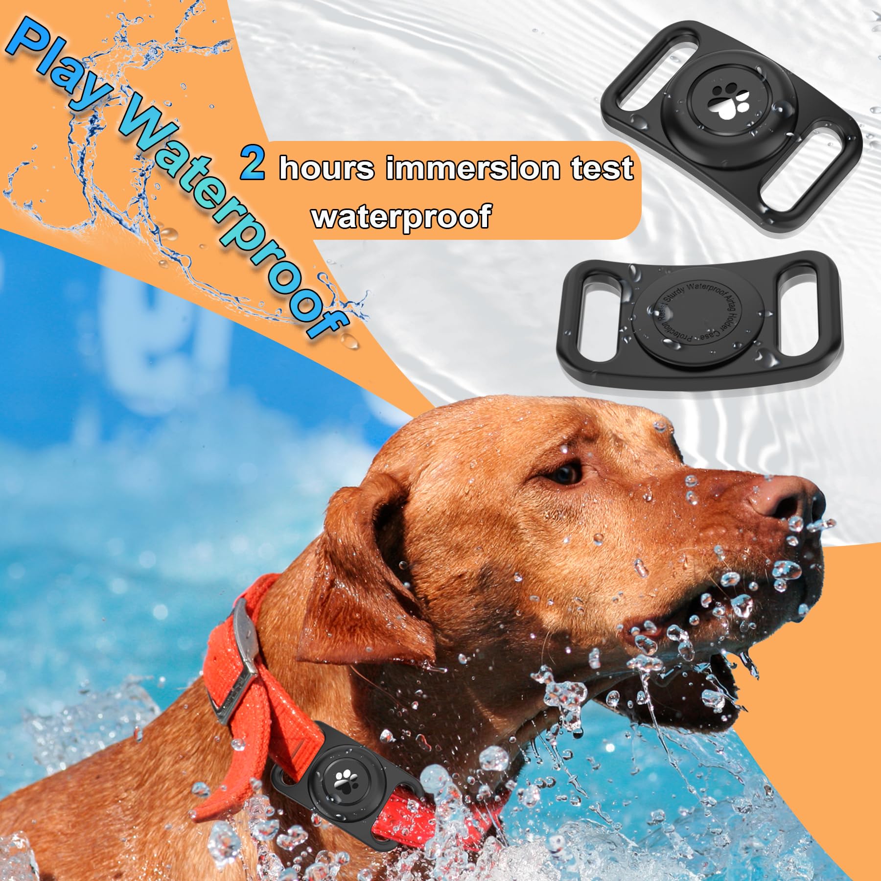 [2 Pack] Waterproof Airtag Dog Collar Holder Case, Silicone Full-Body Protection, Soft Lightweight Stretchable Design For Dog Co