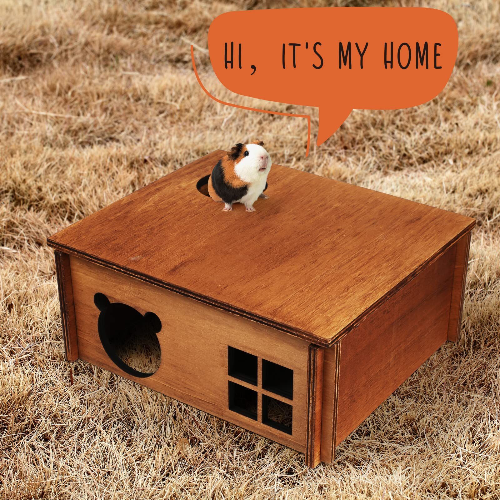 Hamster Multi Chamber Maze Hideout: Wooden Maze Tunnel House Exploring Toys For Hamster Gerbils Mice Guinea Pig Chinchillas, Small Animals Hideout And House - Brown