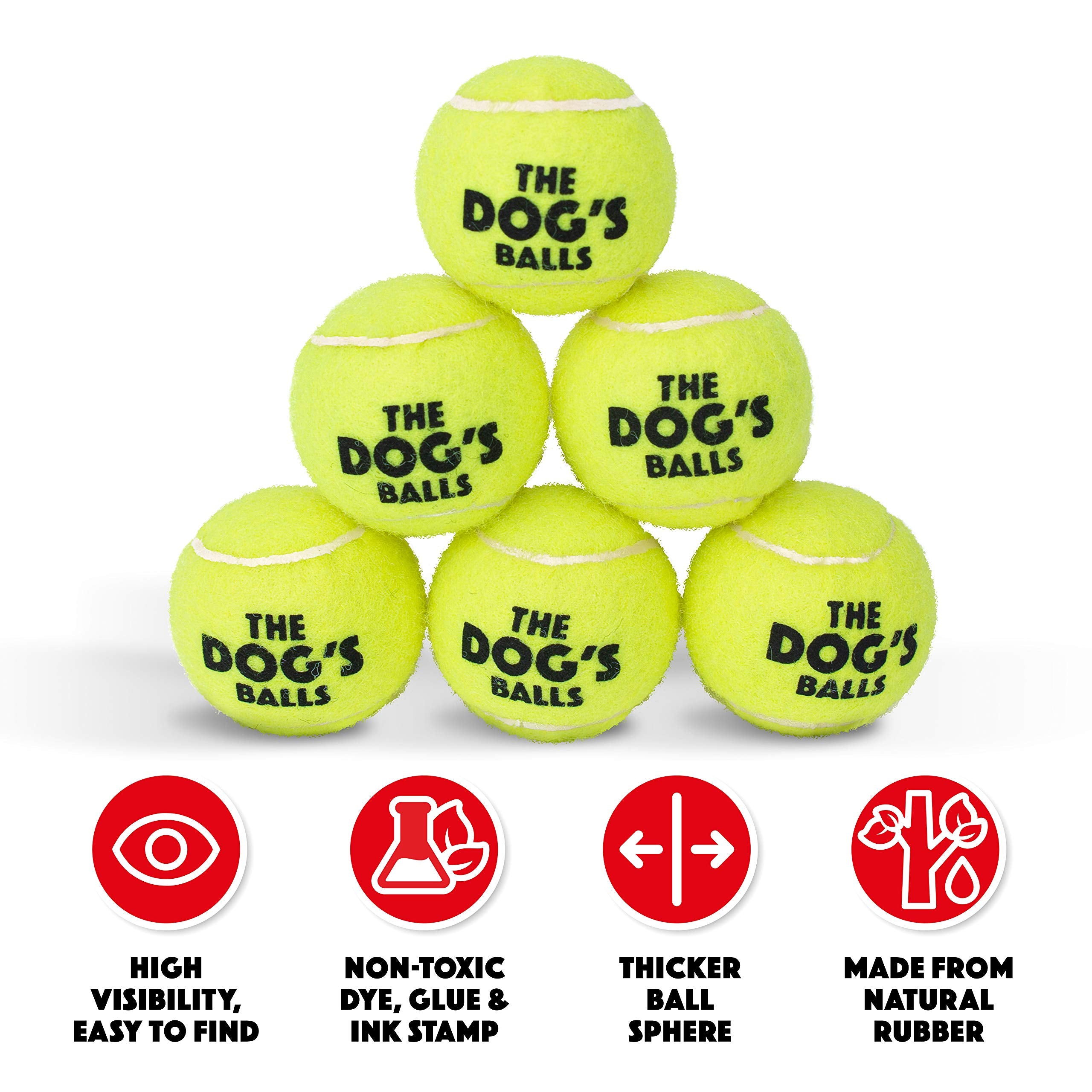 The Little Dog'S Balls, Dog Tennis Balls, 6-Pack Yellow Dog Toy, Strong Dog & Puppy Ball For Training, Play, Exercise & Fetch