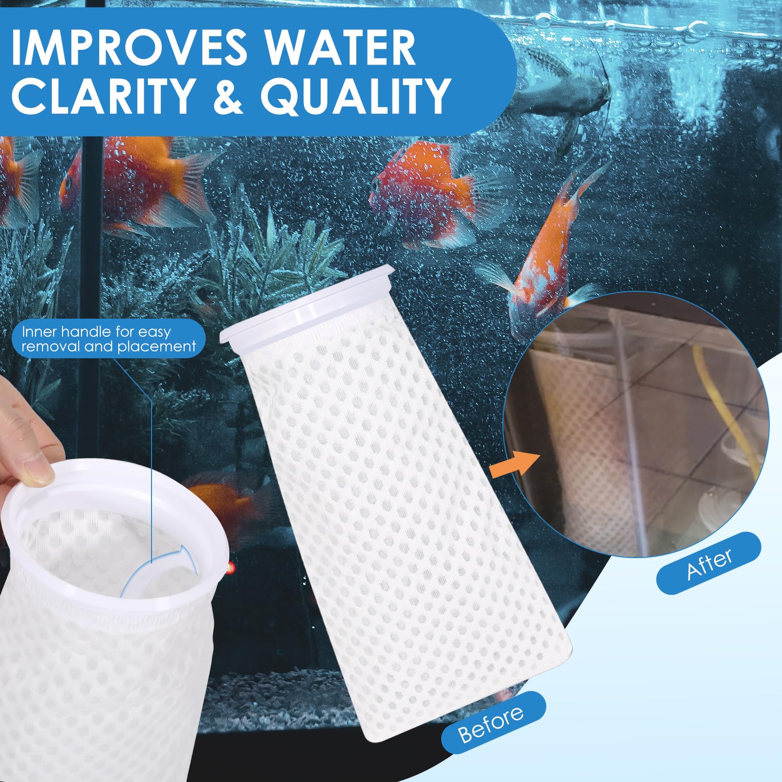 Xuanzikemao 12 Pack 4 Inch Filter Sock, 150 Micron, Ring Honeycomb Filter Socks, Filter Socks For Saltwater Aquarium,Freshwater