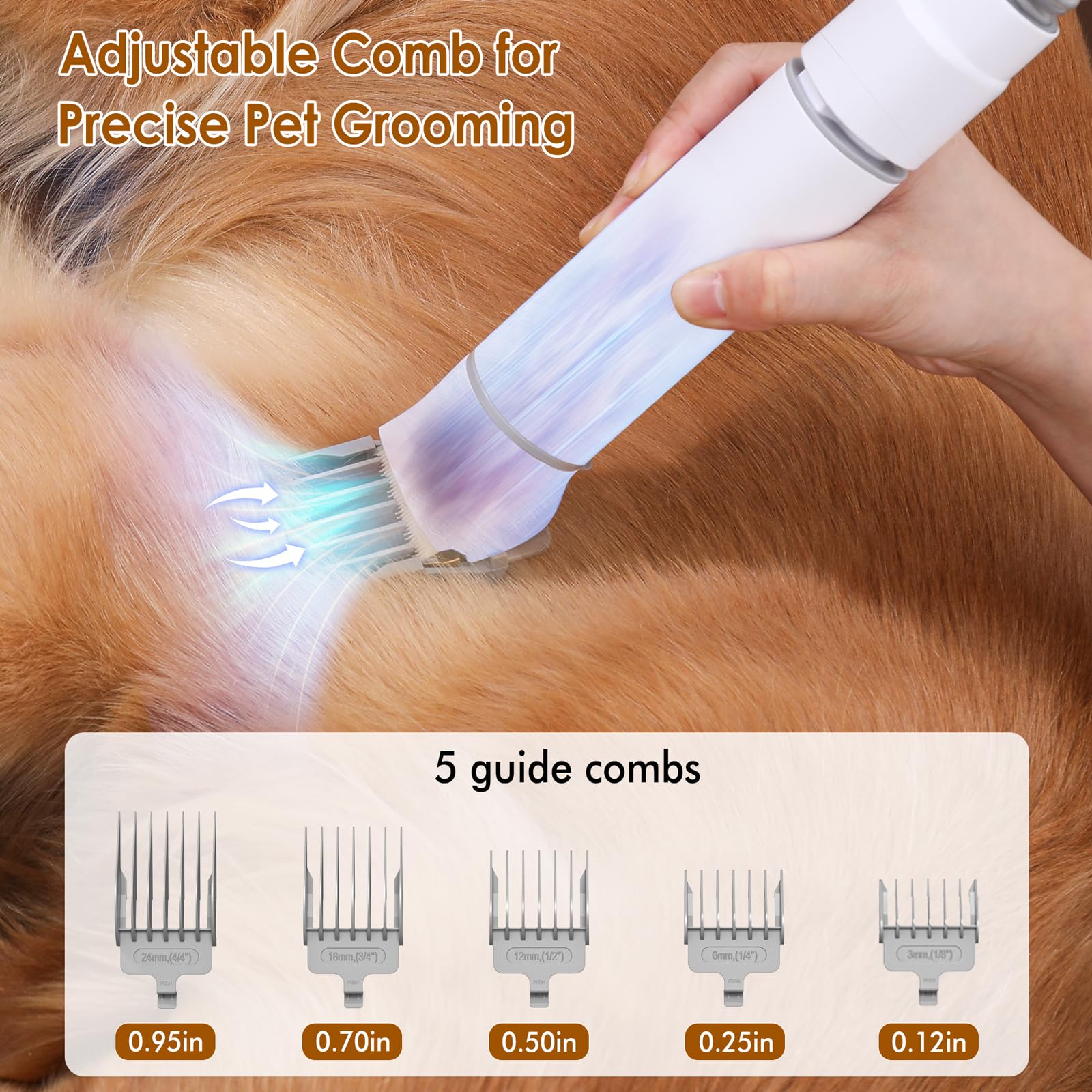 Rywell Professional 4L Large Capacity Dog Grooming Vacuum For Large Dogs & Multi-Pet Homes, 13000Pa 7-In-1 Pet Grooming Kit With