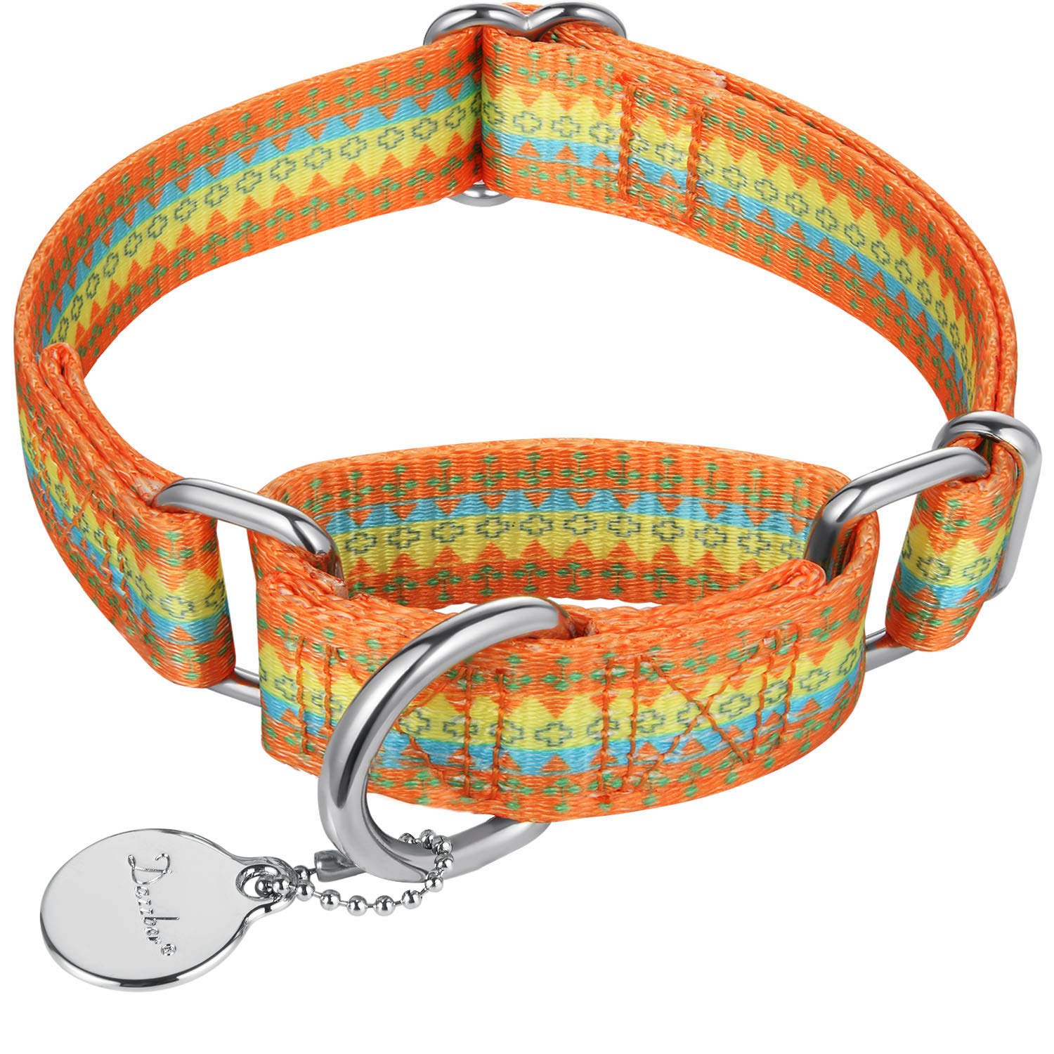 Dazzber Fashion Print And Unique Geometric Pattern Martingale Dog Collar, Silky Soft Safety Training Collars For Small To Large 