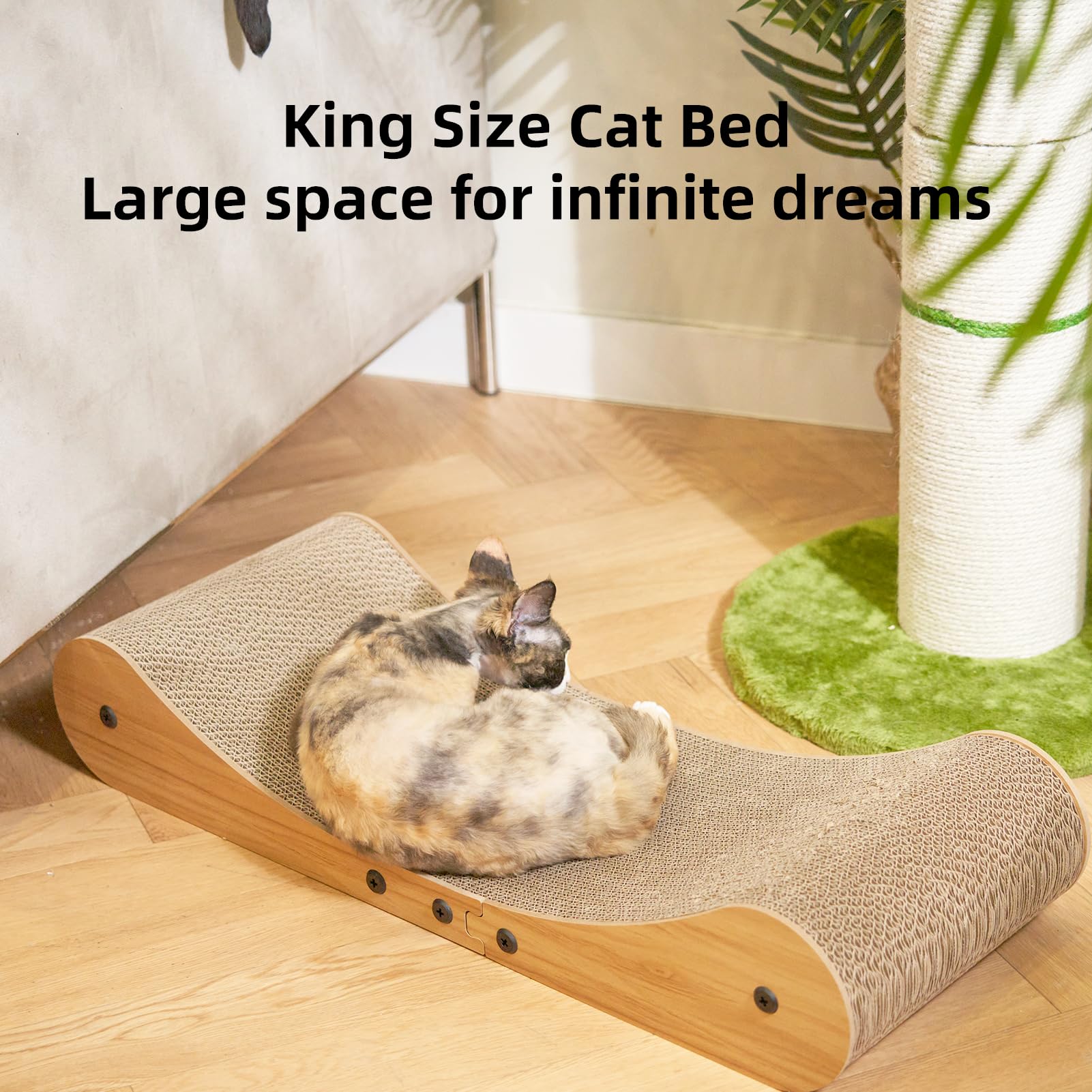 Nekosan Cat Scratcher Cardboard Bed, 27.5'' Extra Large Cat Scratch Sofa Bed, Cat Scratcher Lounge Bed For Indoor Cats, 27.5 X 1
