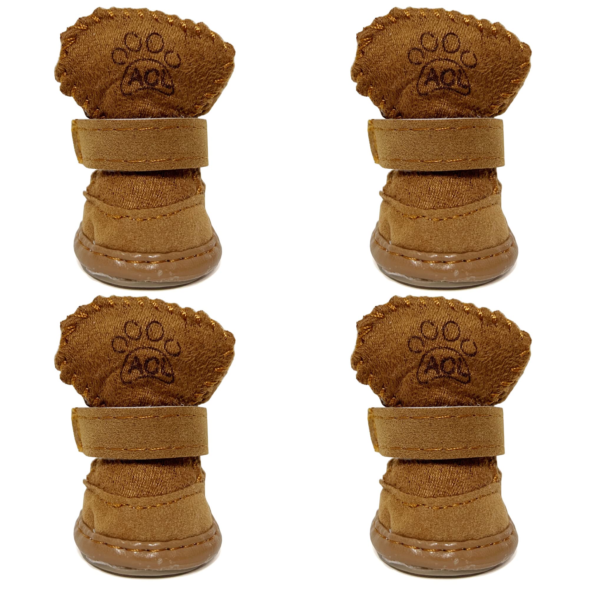 Dog Boots, Hiballball 4 Pcs Dog Shoes For Small Pets Dogs, Anti-Slip Snow Boots, Paw Protectors (Brown, Size2)
