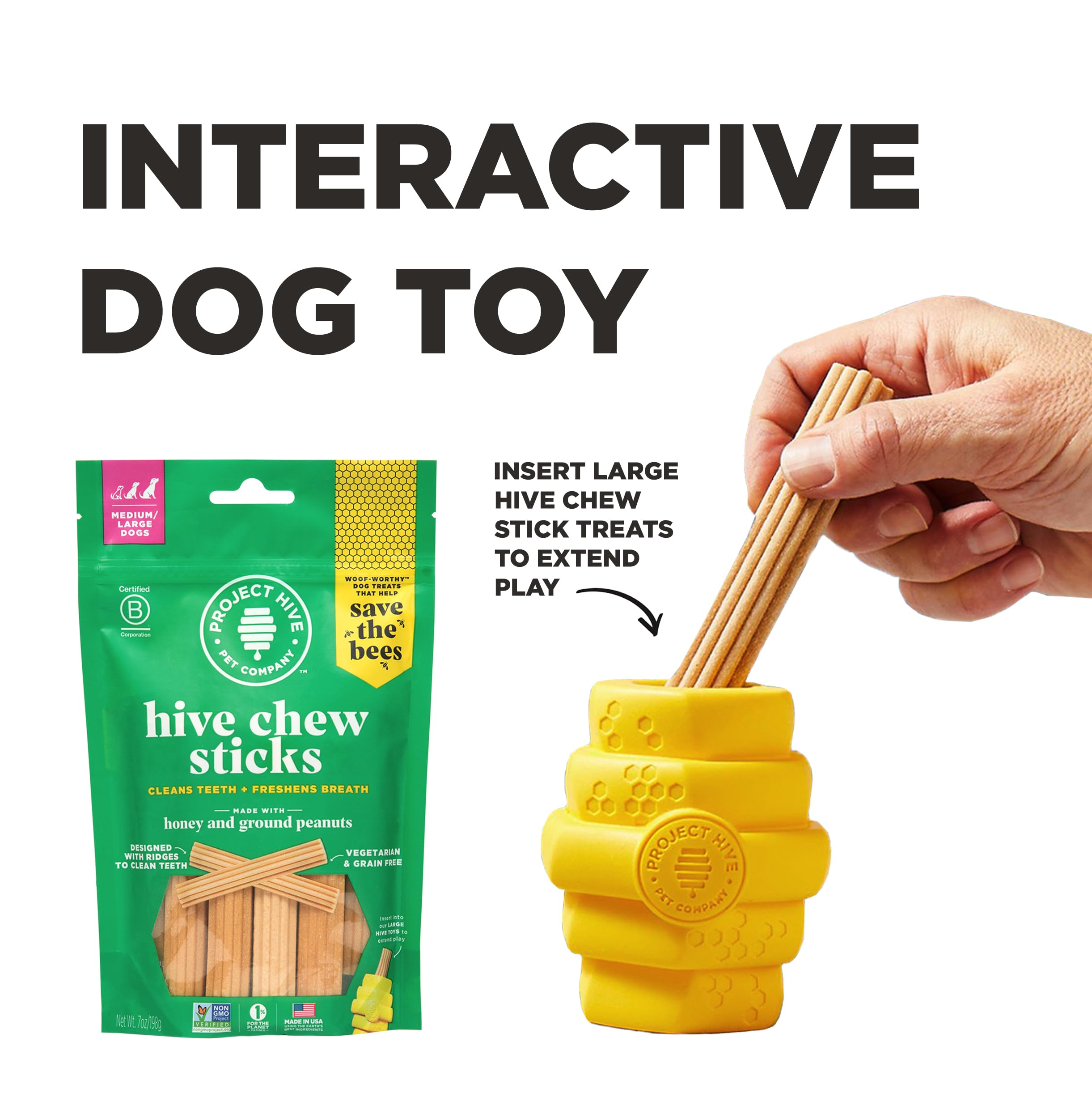 Project Hive Pet Company - Hive Chew Toy For Large Dogs - Dog Chew Toy For Large Breeds - Floats In Water - Durable And Tough -