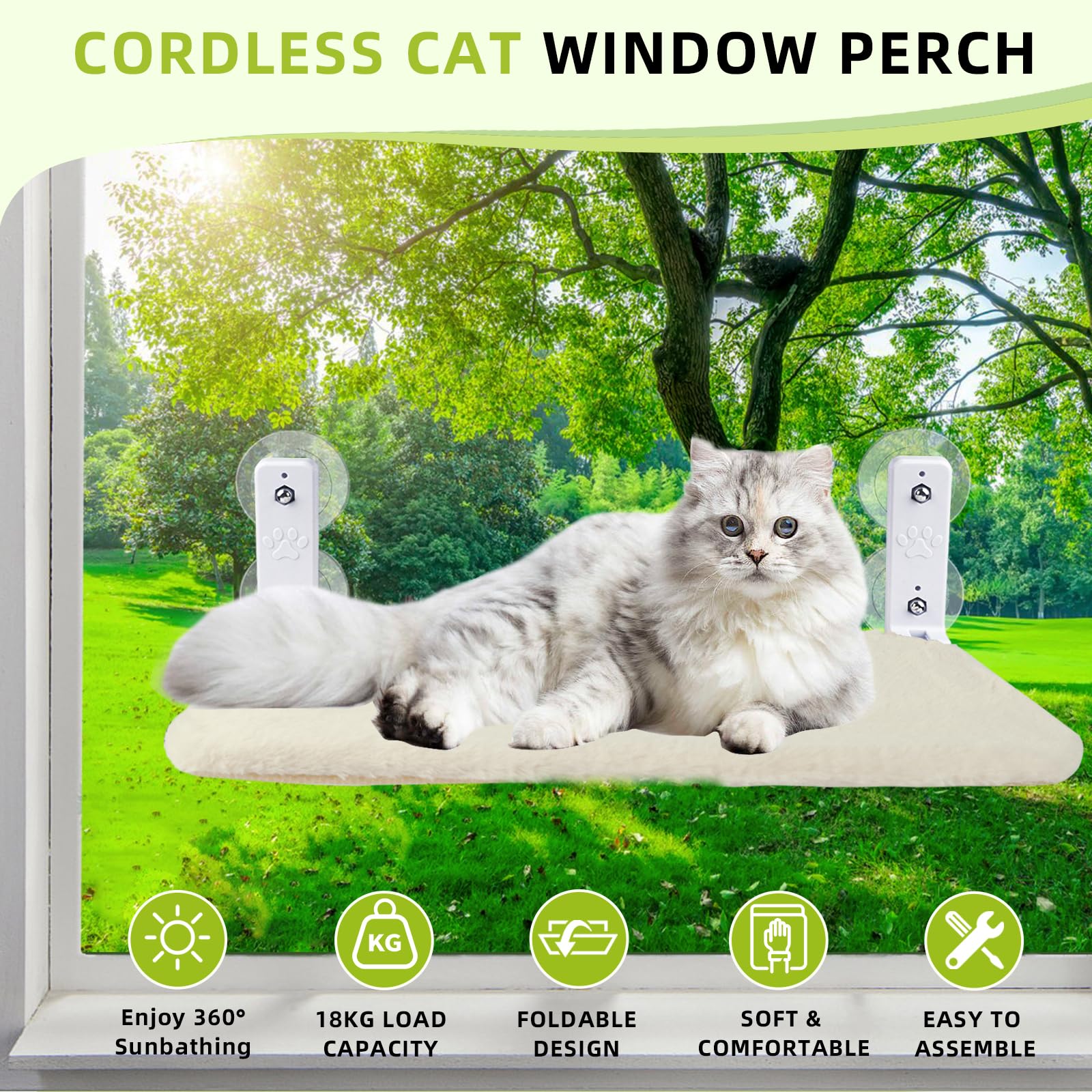 Cat Window Perch,Foldable Cat Window Hammock Sunbathing And Climbing Cats Hammock For Window Bed Bearing 40 Pounds Window Perch