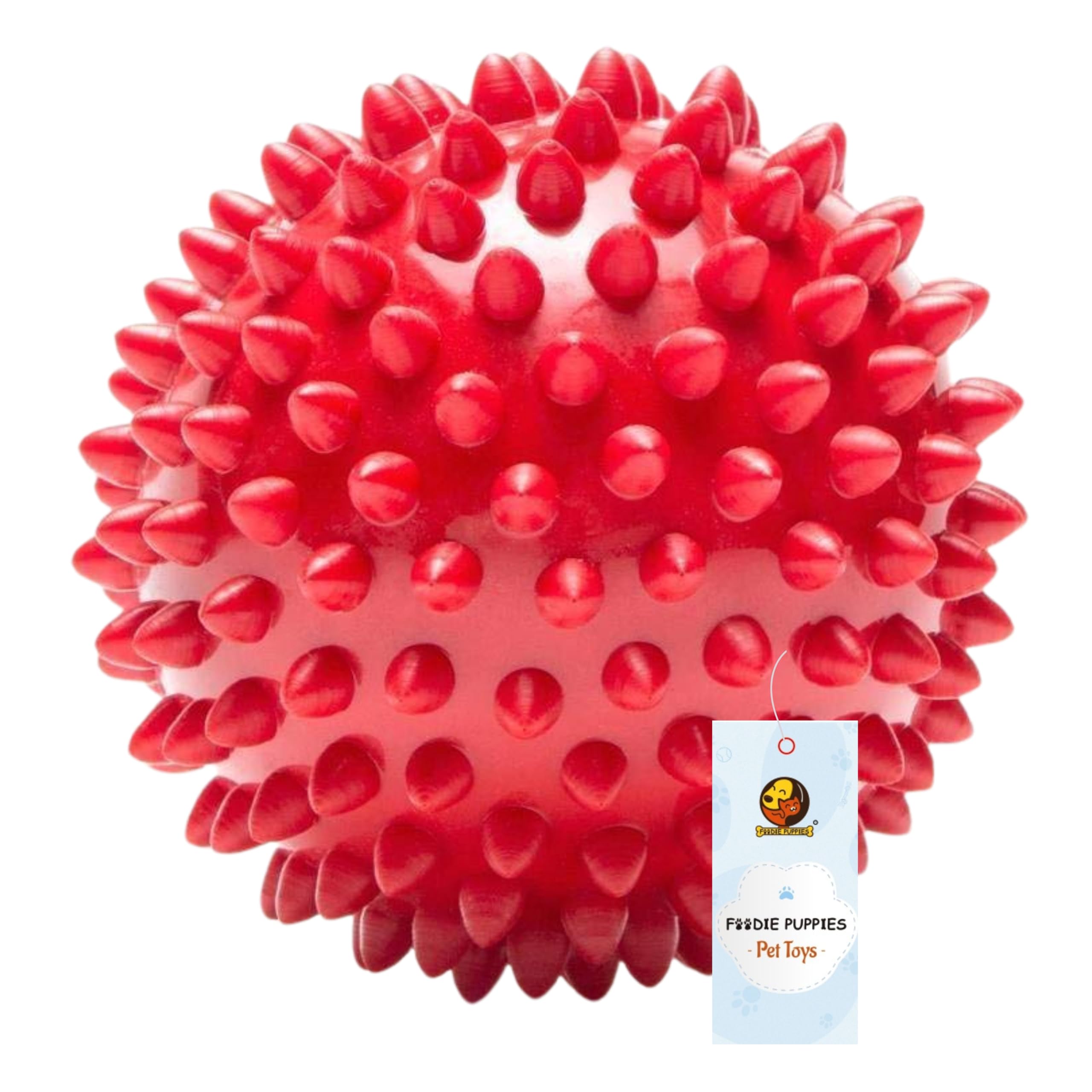 Foodie Puppies Natural Rubber Spike Ball  2.8inch/ 7cm | Suitable for Small to Medium Dogs and Puppies | Chewing, Teething, and