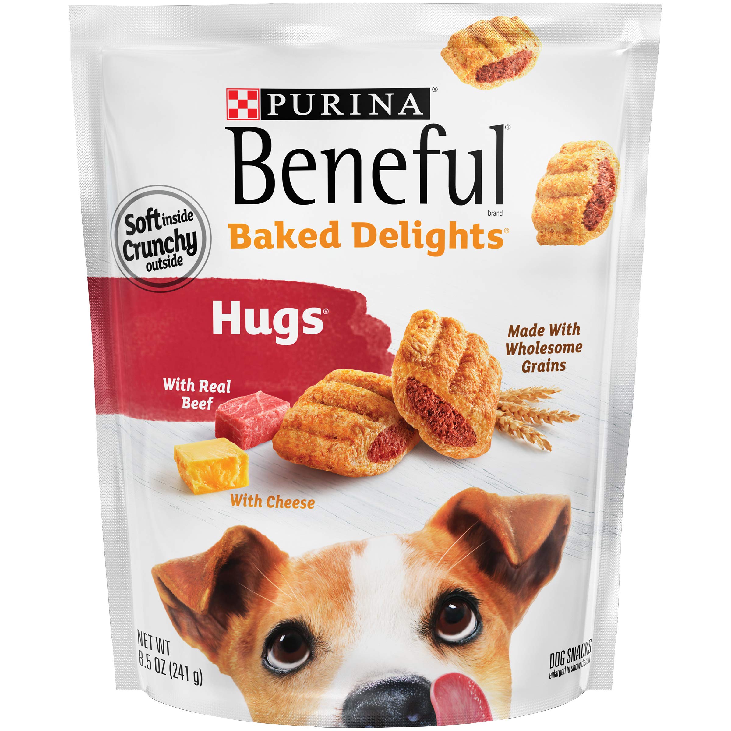 Beneful Purina Made in USA Facilities Dog Treats, Baked Delights Hugs with Real Beef & Cheese 8.5 Ounce Pouch (Pack of 1)