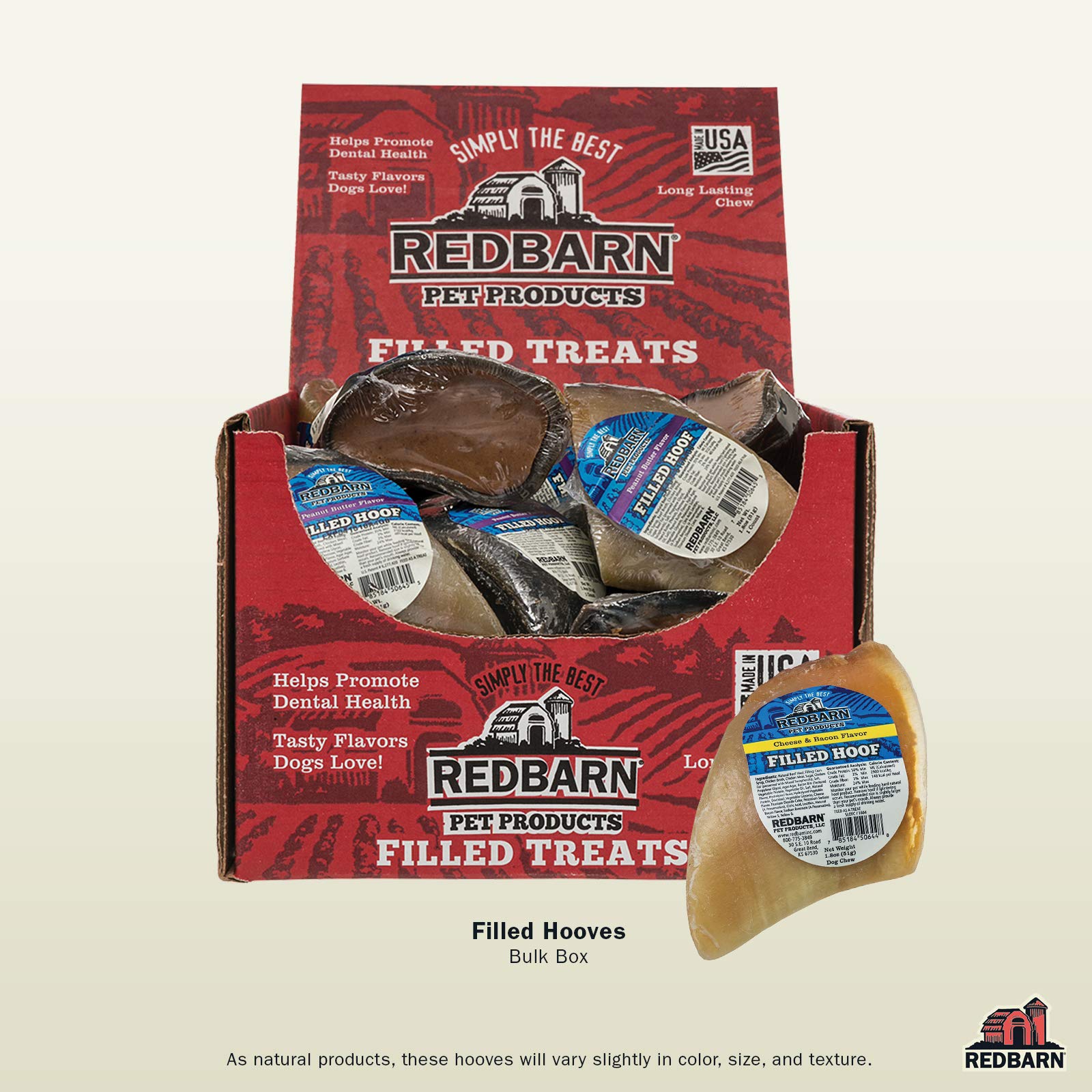 Redbarn Filled Hooves-Cheese n Bacon for Dogs (Pack of 25)