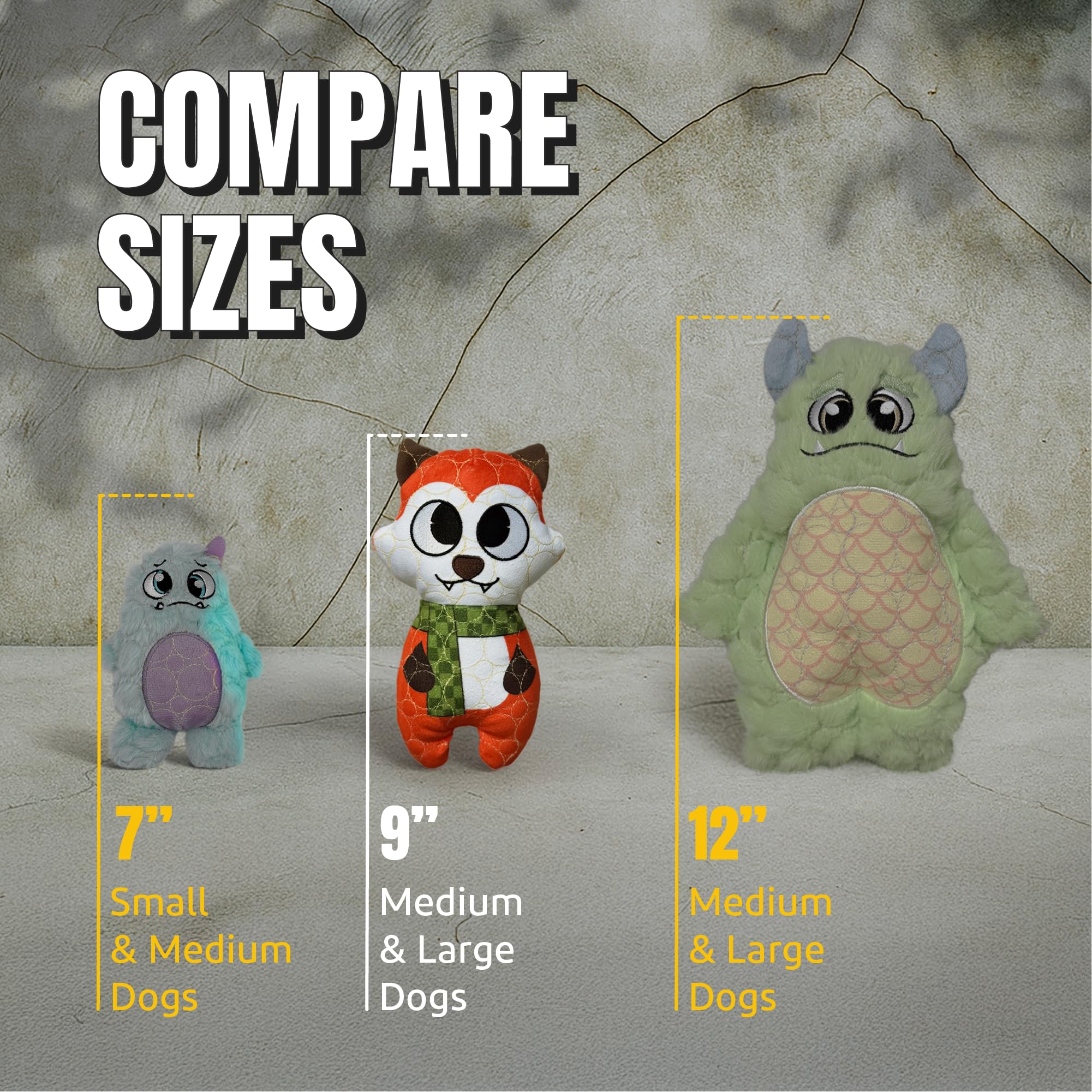 Bite Force -Durable & Strong Dog Toy Fox with Squeaker, Kevlar-Reinforced for Aggressive Chewers for Small Medium Large Dogs - O