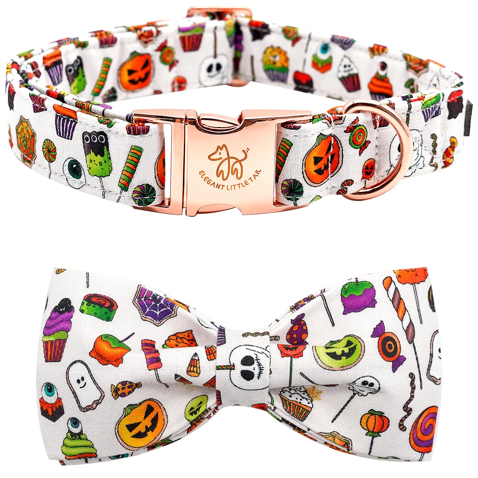 Elegant Little Tail Dog Collar With Bow - Fall Dog Collar Halloween Candy Bow Girl Boy Pet Collar Soft Dog Bowtie Collars For X-Large Dogs