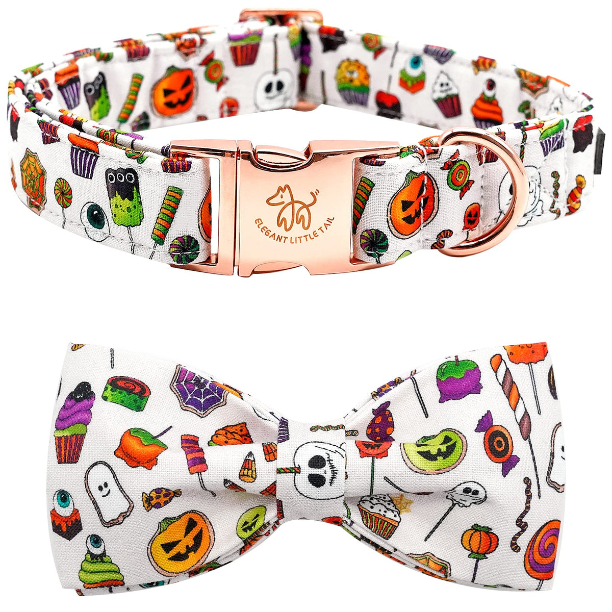 Elegant Little Tail Dog Collar With Bow - Fall Dog Collar Halloween Candy Bow Girl Boy Pet Collar Soft Dog Bowtie Collars For Large Dogs