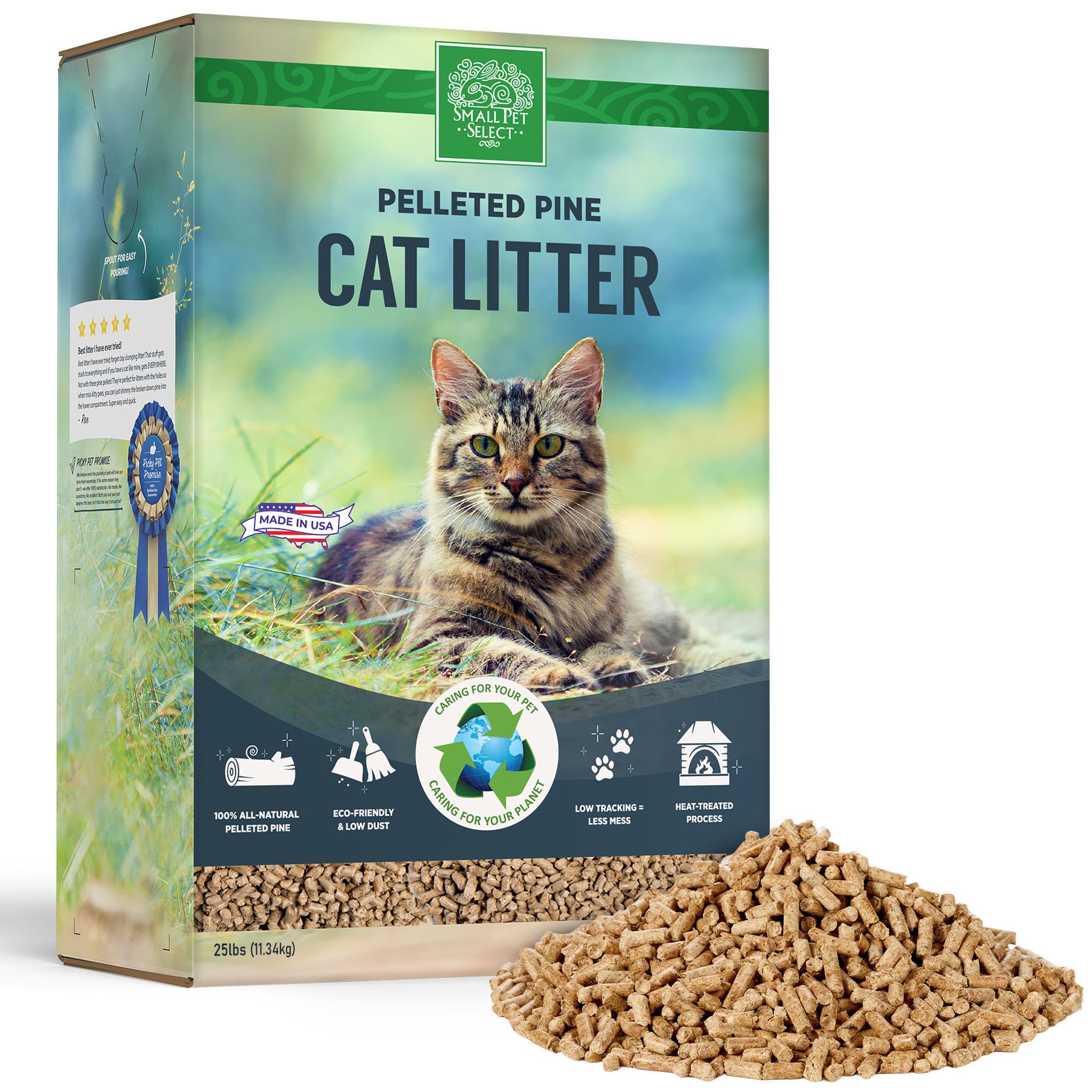 Small Pet Select Premium Pine Pelleted Cat Litter, 100% All Natural Pellet Kitty Litter, Non Clumping Non Tracking Low Dust Litt