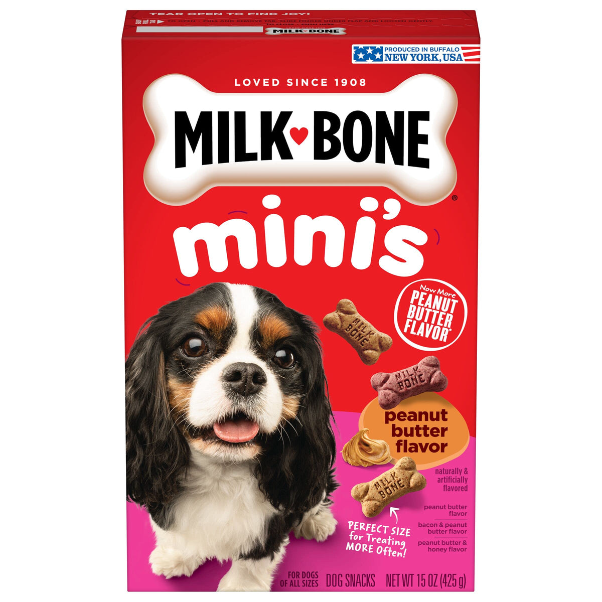Milk-Bone Mini'S Peanut Butter Flavor Dog Treats For All Size Dogs, 15 Ounce (Pack Of 6), Crunchy Texture Helps Freshen Breath