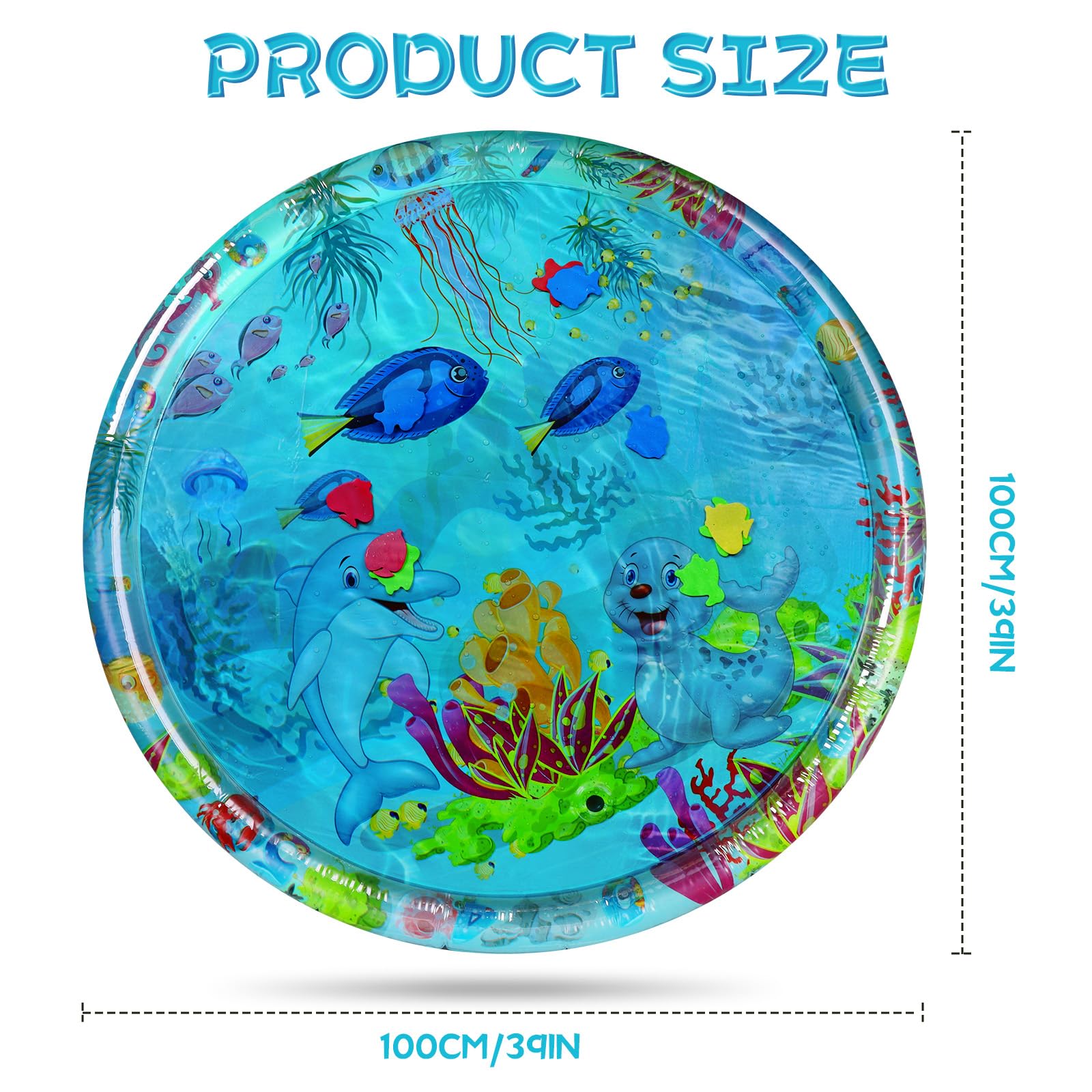 Water Sensory Play Mat for Cats,Cat Water mat with Fish,Anti-Scratch Water Mat for Cats,Durable & Easy-Clean Playmat. (Large,Ani