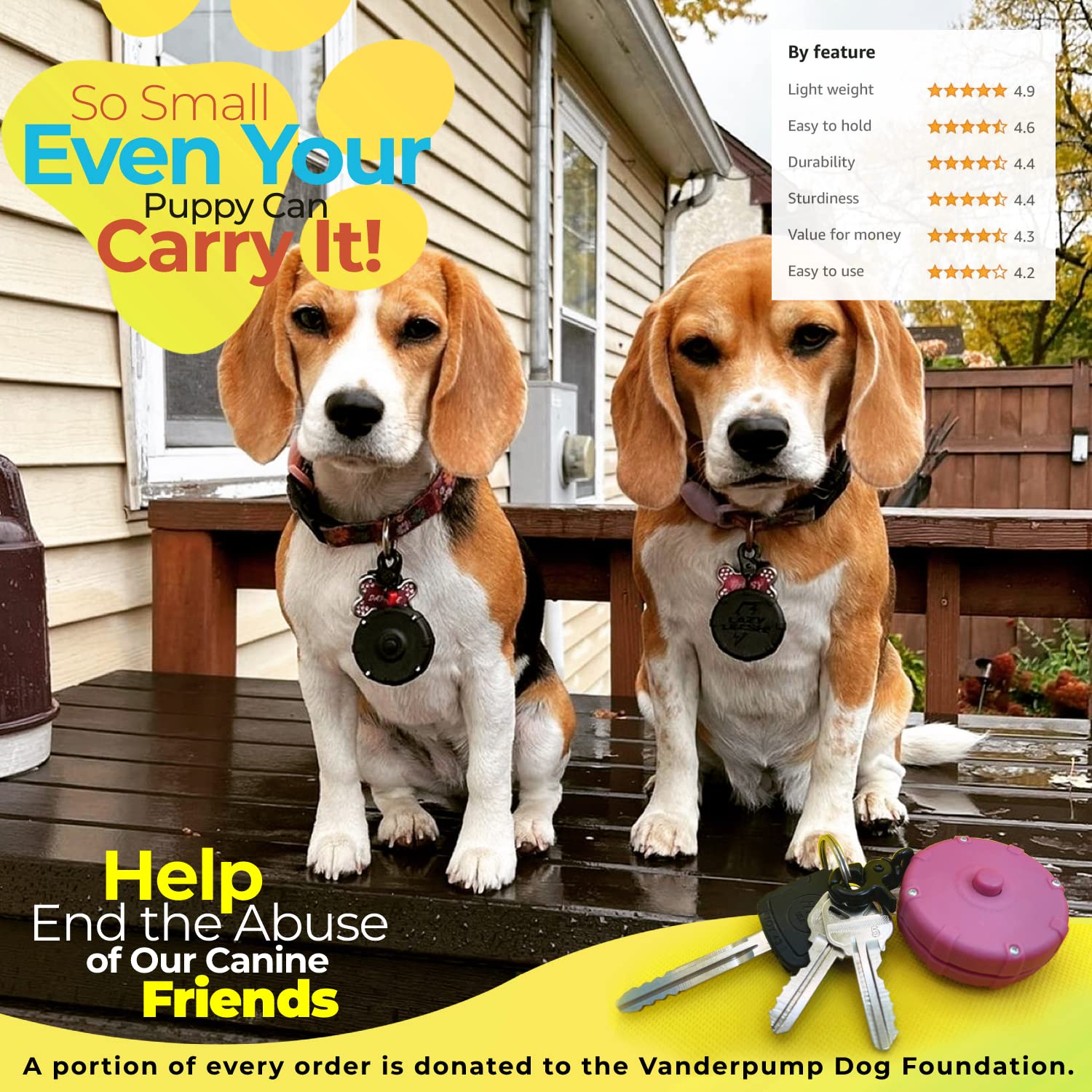 Smiley Happy Free Bonus Adjustable Dog Leash - 40In Wearable, Powerful, Retractable Keychain, Comfort Grip