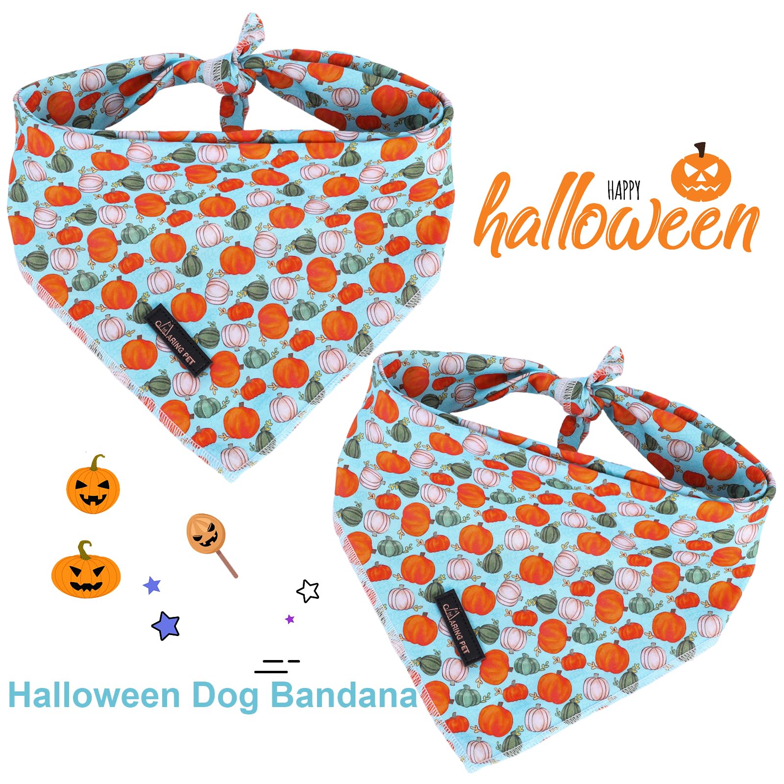 Aring Pet Halloween Dog Bandana, Cotton Pumpkin Dog Bandanas, Soft Comfortable Halloween Pet Scarf Dog Triangle Bibs For Small T
