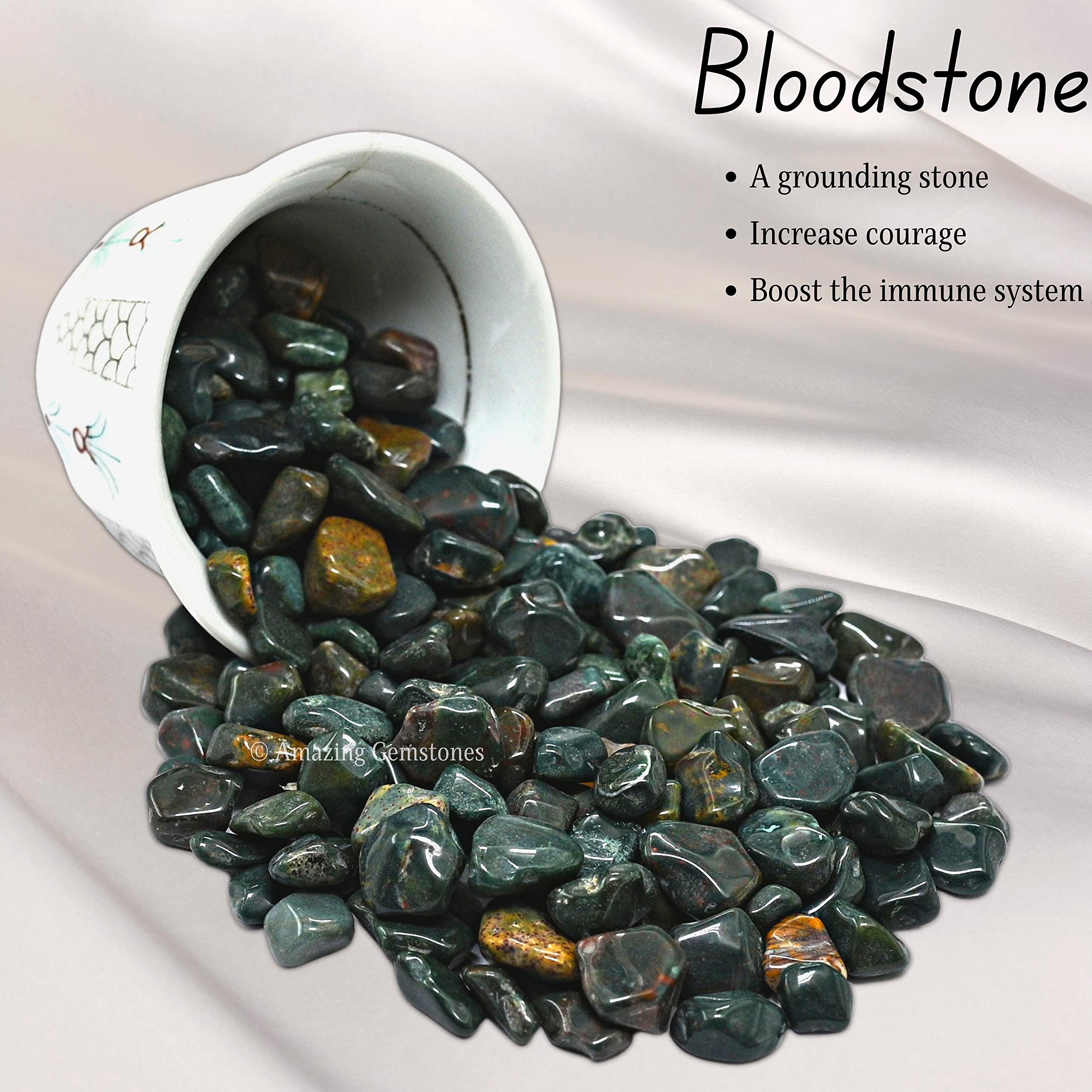 Bloodstone Crystal Chips Aquarium Gravel Rocks - Bloodstone Chips Bulk Fish Tank Gravel, Small Tumbled Stone Chips and Tiny Crys