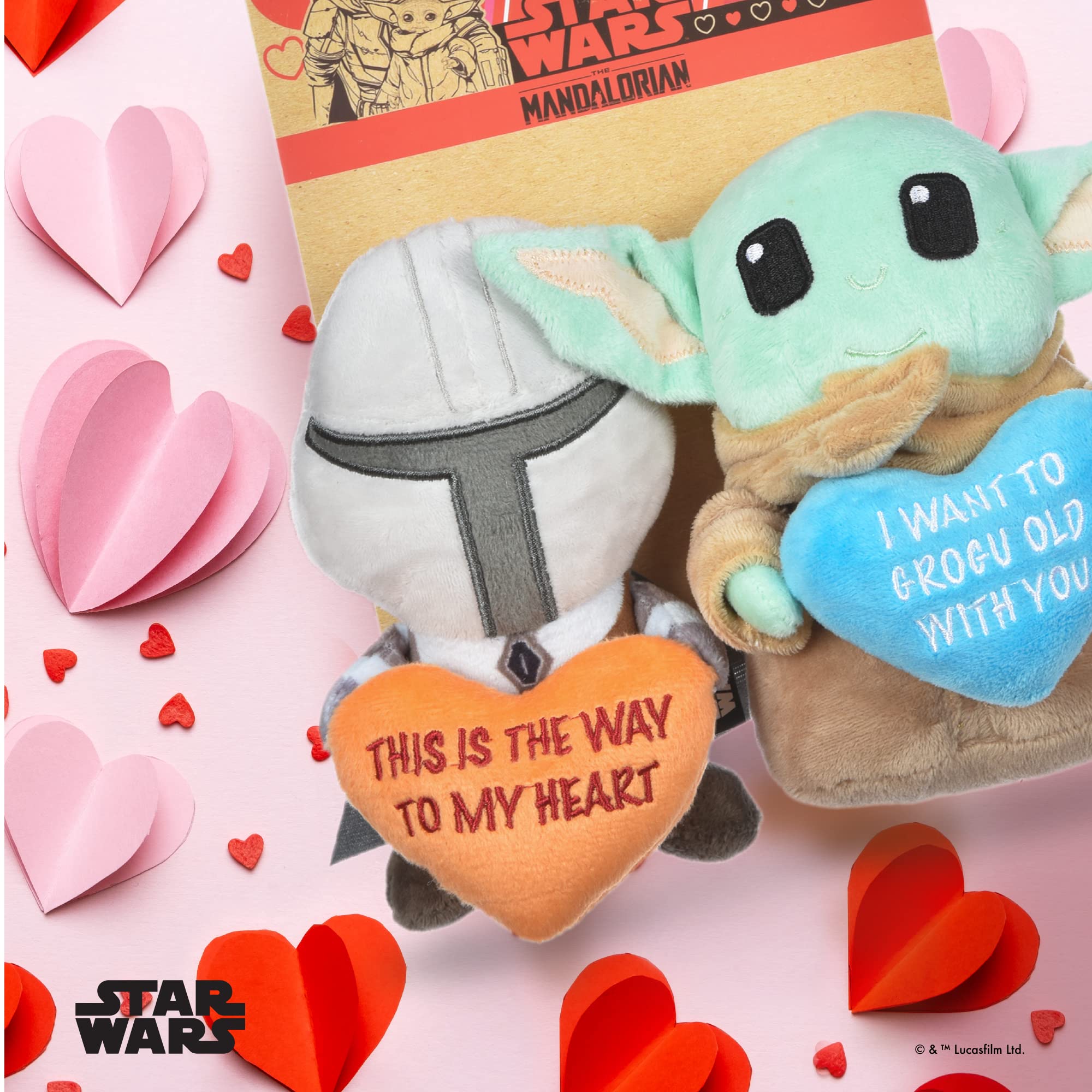 Star Wars Dog Toys Mandalorian 2Pc Plush Squeakers| 6” Mandalorian & Grogu Plush Squeakers Collection Pet Toys | Star Wars Toy For Dogs Baby Yoda & Mandalorian Stuffed Animal 6 Inch