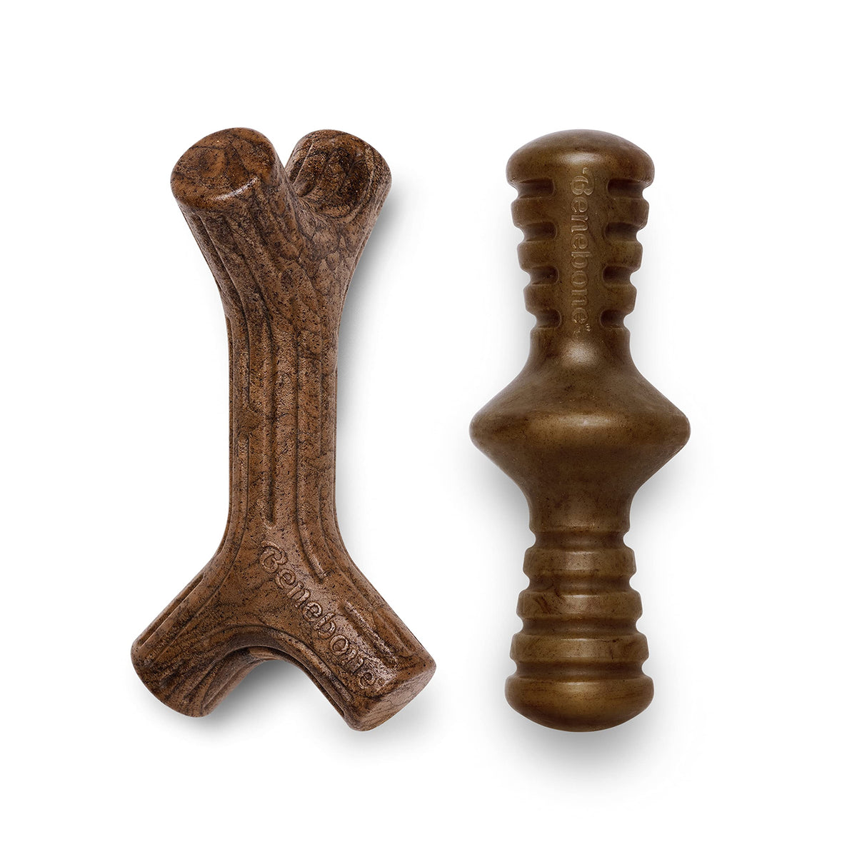 Benebone 2-Pack Maplestick/Zaggler Durable Dog Chew Toys, Real Maplewood, Real Bacon, Made In Usa Small