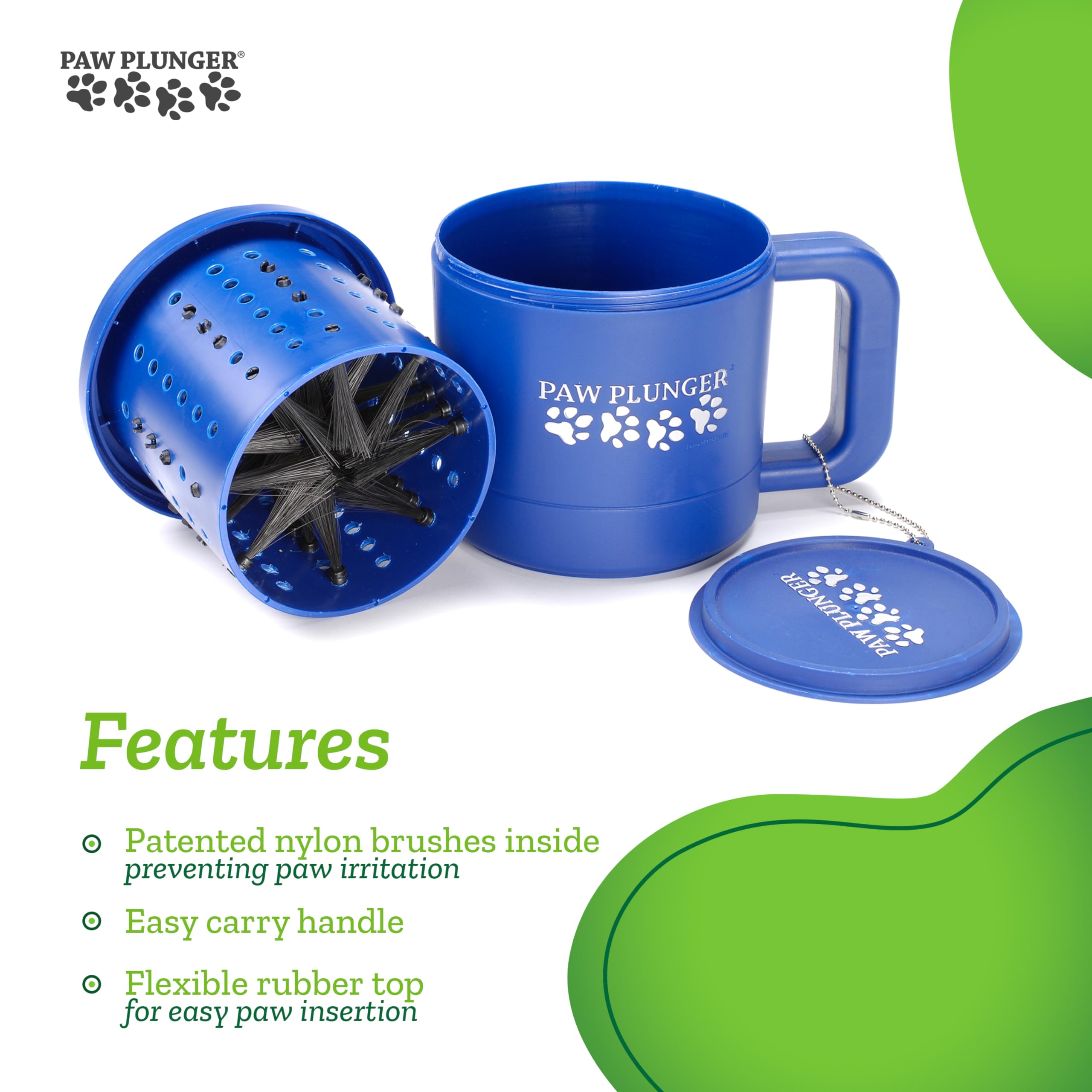 Paw Plunger - Dog Paw Cleaner - Puppy Essentials - Portable Dirty Paw Washer - Ideal For Medium Dogs - Blue