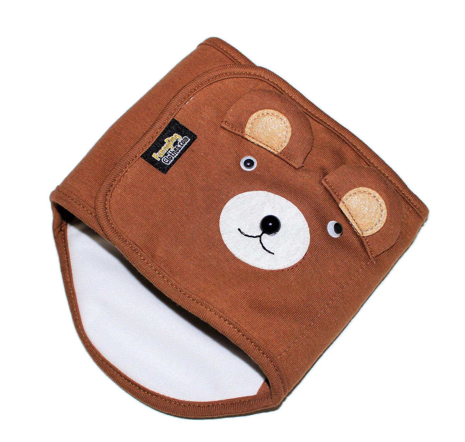 Dog Puppy Funny Diaper Belly Band Male Boy For Small Breeds (Brown Bear, M - Waist 10'' - 13'')