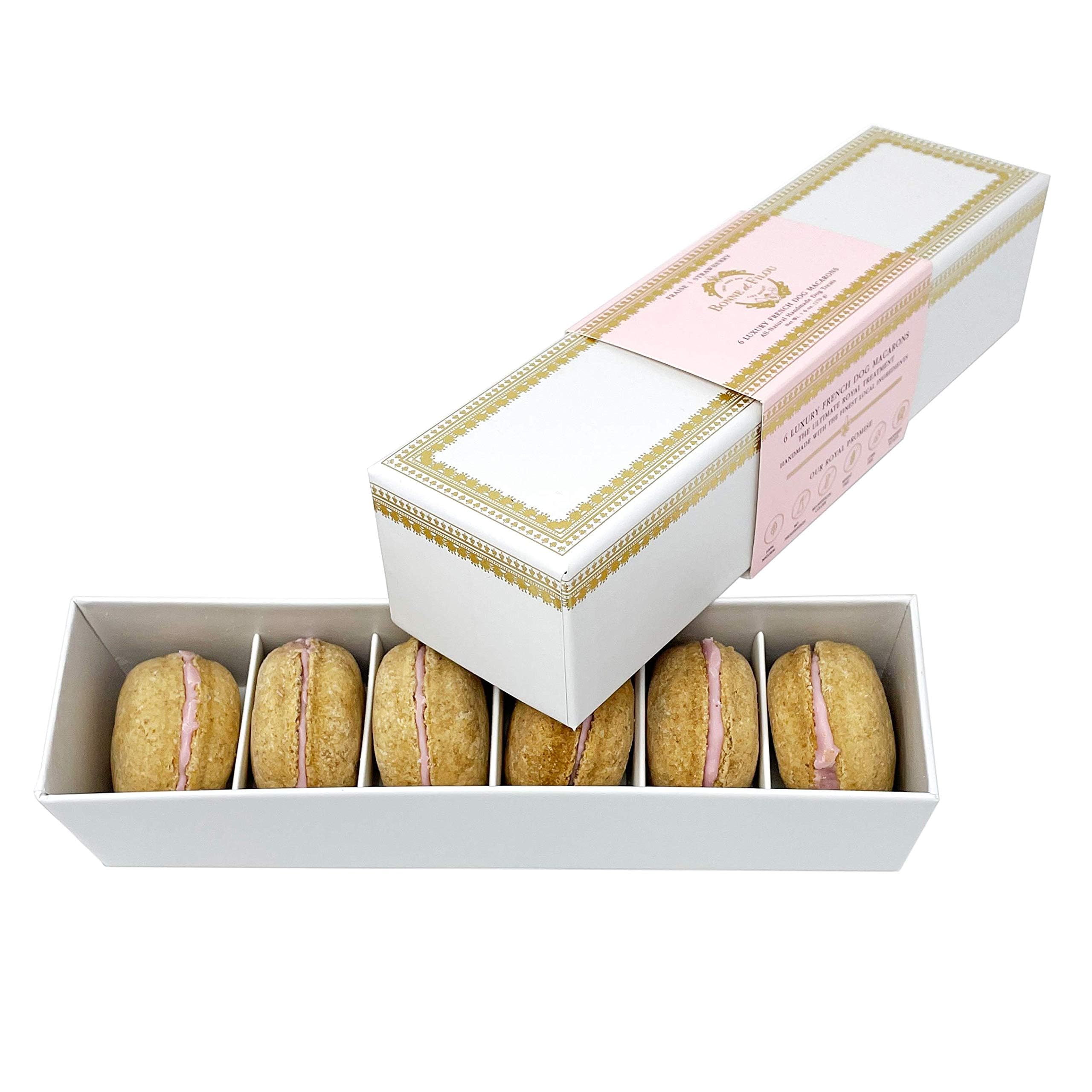 Bonne et Filou Dog Treats Strawberry Cupcakes, Dog Birthday Gift for Medium to Large Breed - Gourmet Macaron Cakes, Healthy & De