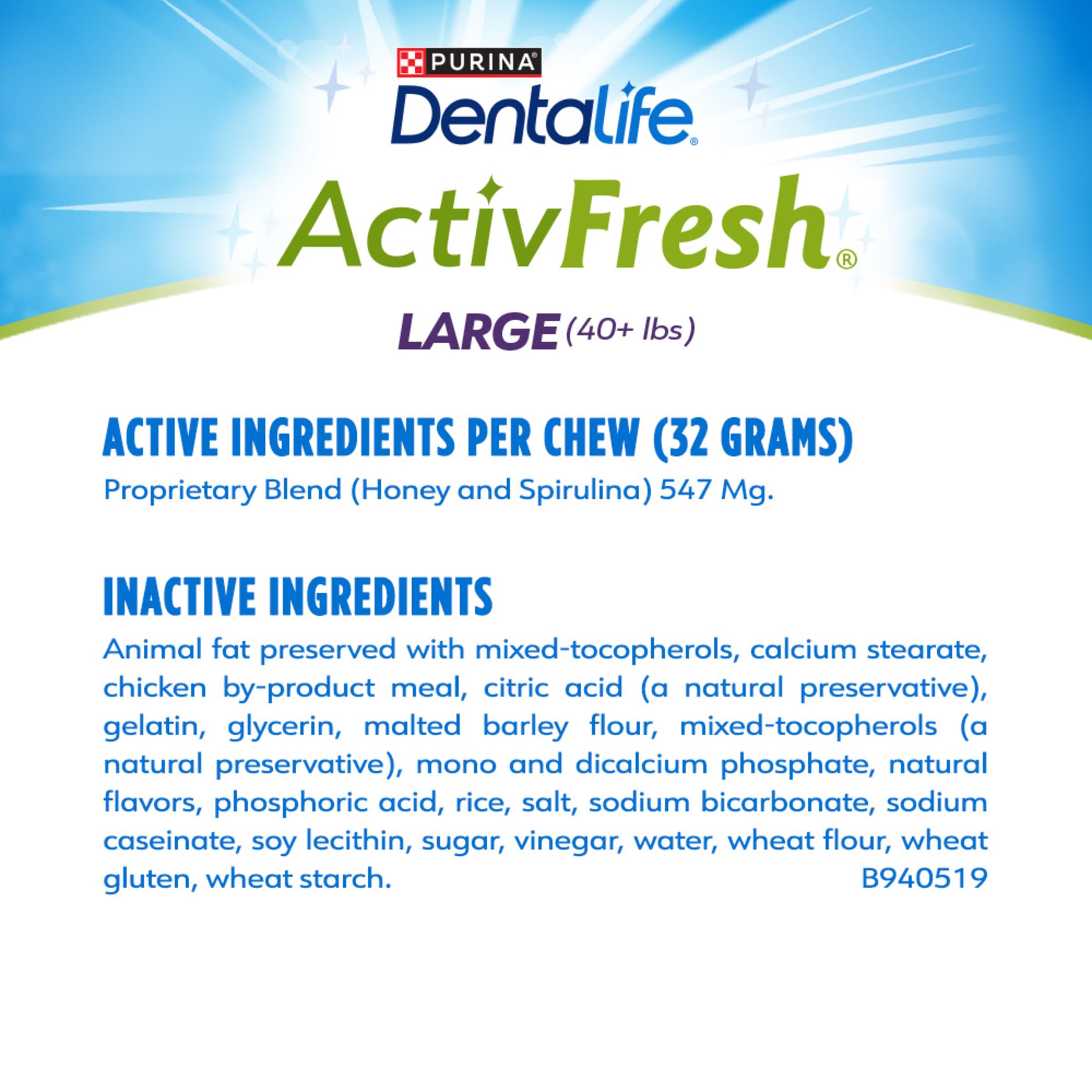 Purina DentaLife ActivFresh Chicken Flavor Large Breed Adult Dog Dental Chews - 7 Count (Pack of 5)