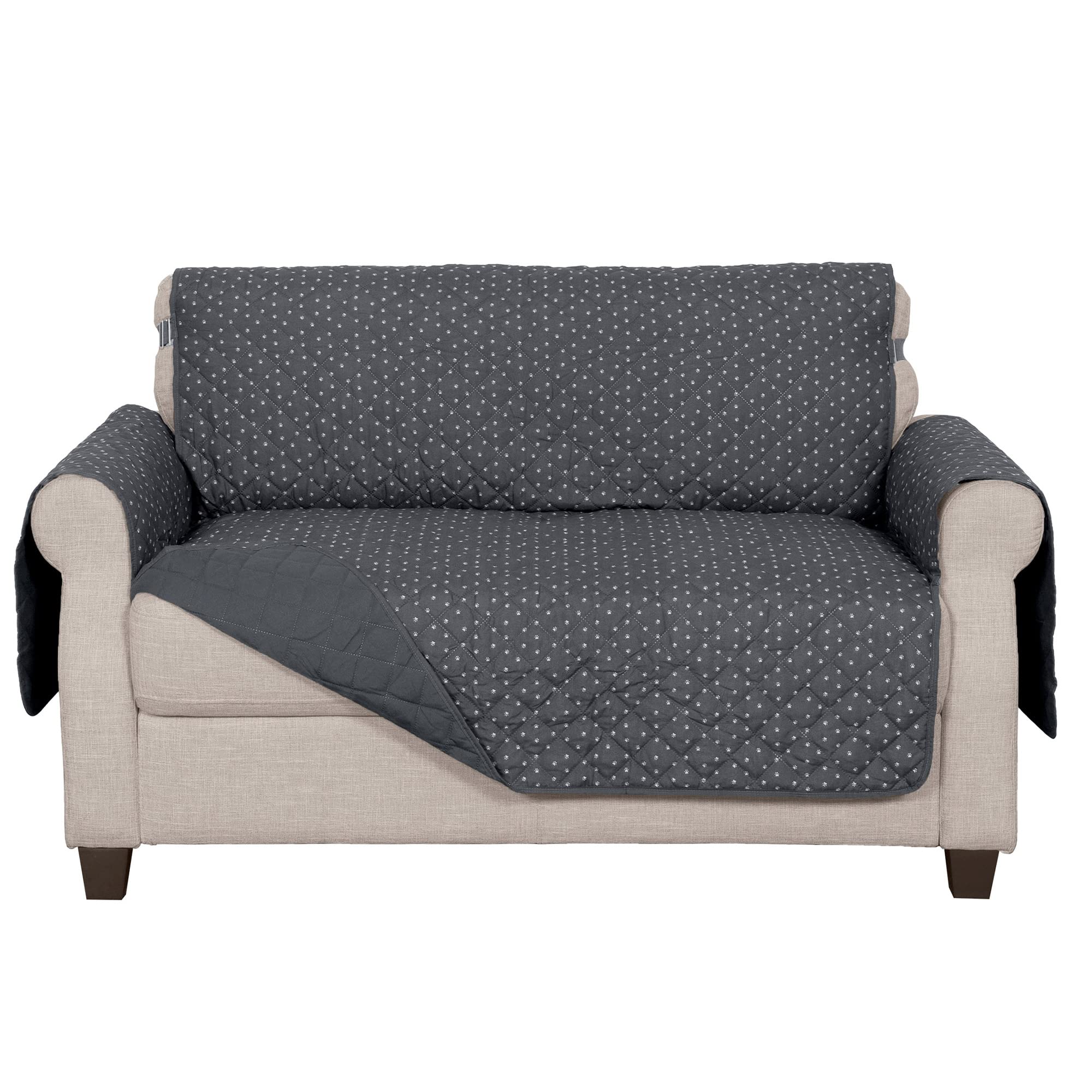 Furhaven Water-Resistant & Reversible Loveseat Cover Protector for Dogs, Cats, & Children - Quilted Polka Paw Living Room Furnit