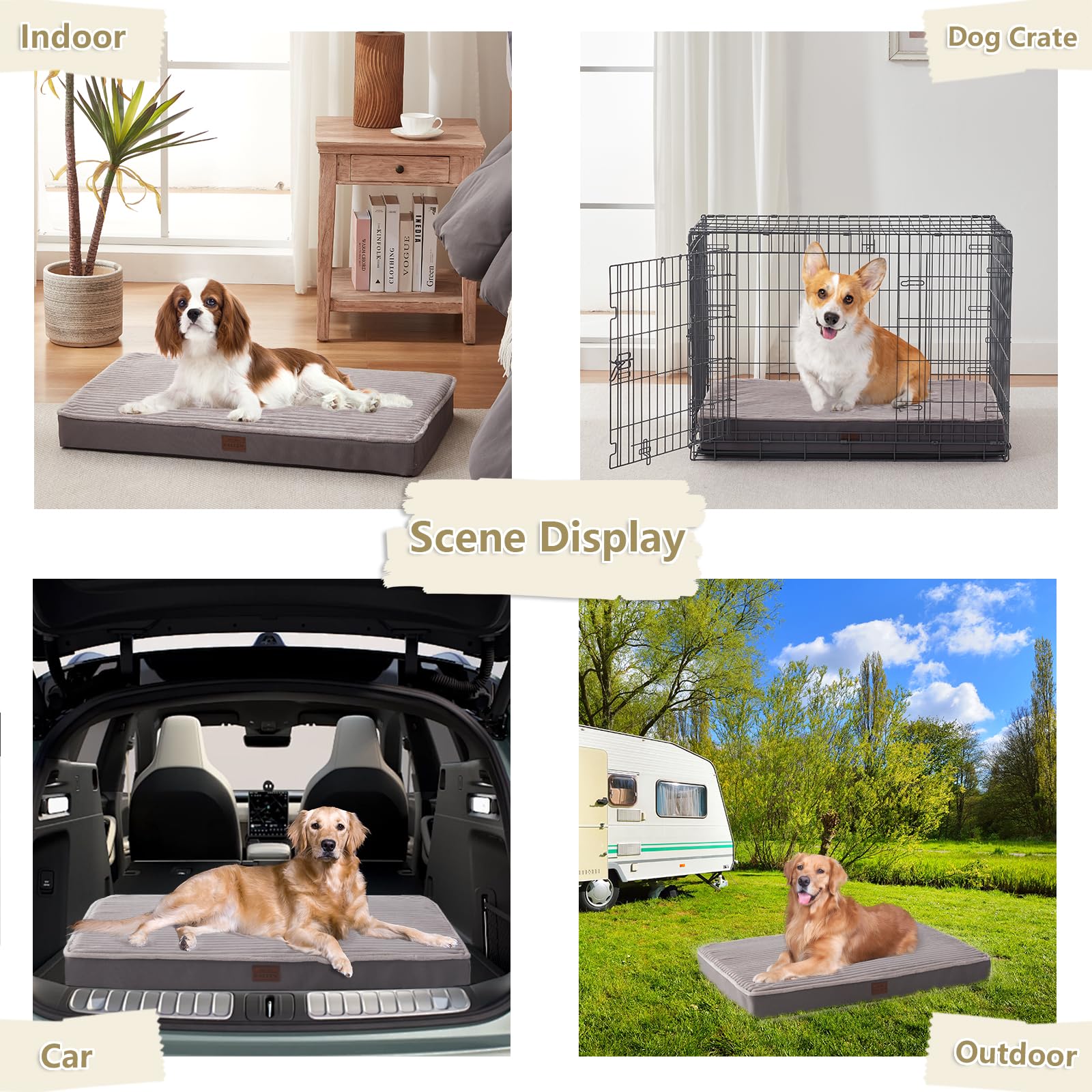 Orthopedic Dog Beds For Large, Medium, Small Dogs - Plush Washable With Egg Crate Foam, Waterproof With Removable Cover & Anti-S