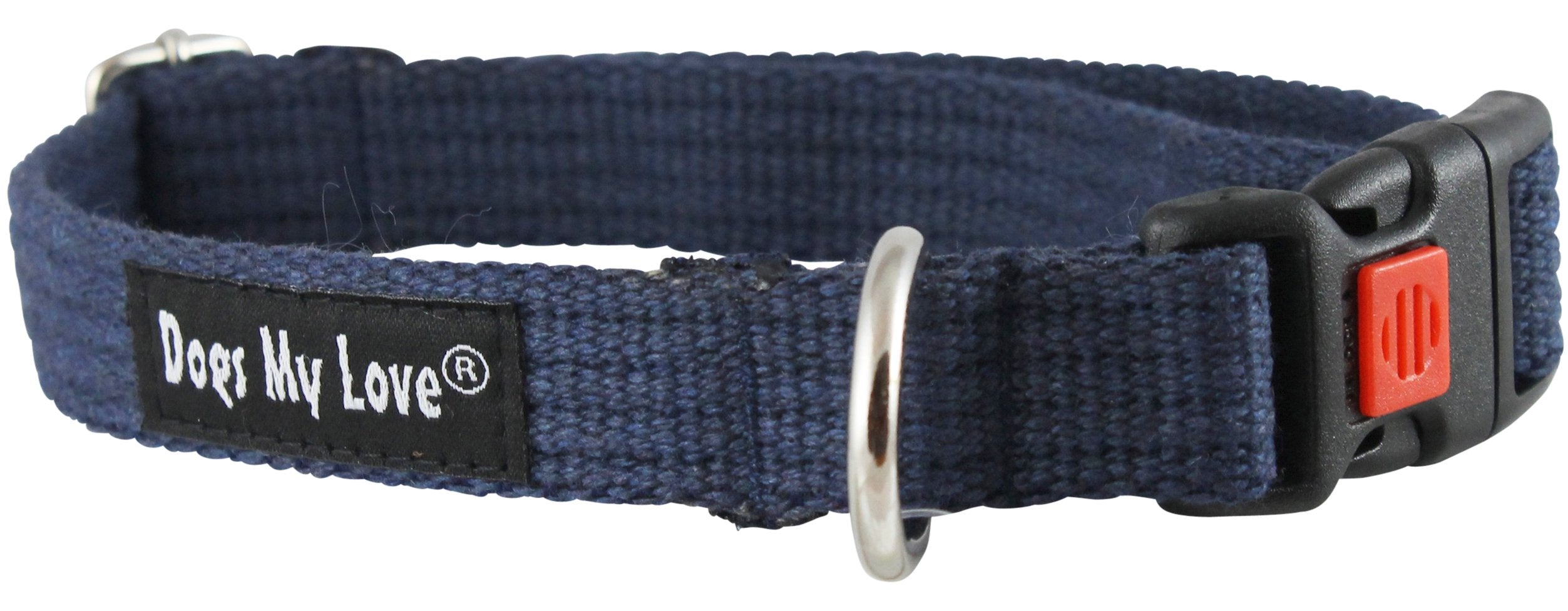 Cotton Web Adjustable Dog Collar With Locking Device 4 Sizes Blue (Medium: Neck: 14'-19'; Width: 3/4')