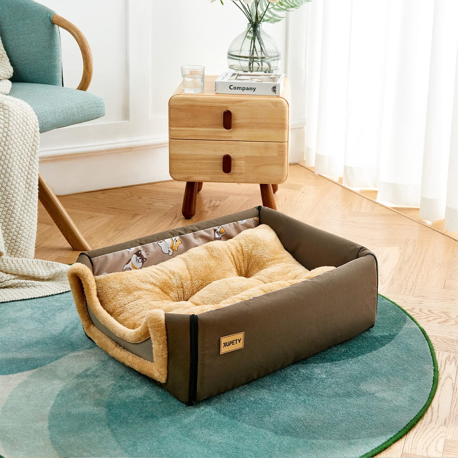 Jiupety Indoor Dog House, 2 In 1 Portable Foldable House Bed With Cover, Pet Tent & Cave Bed For Cats And Small Dogs, M(18''  14