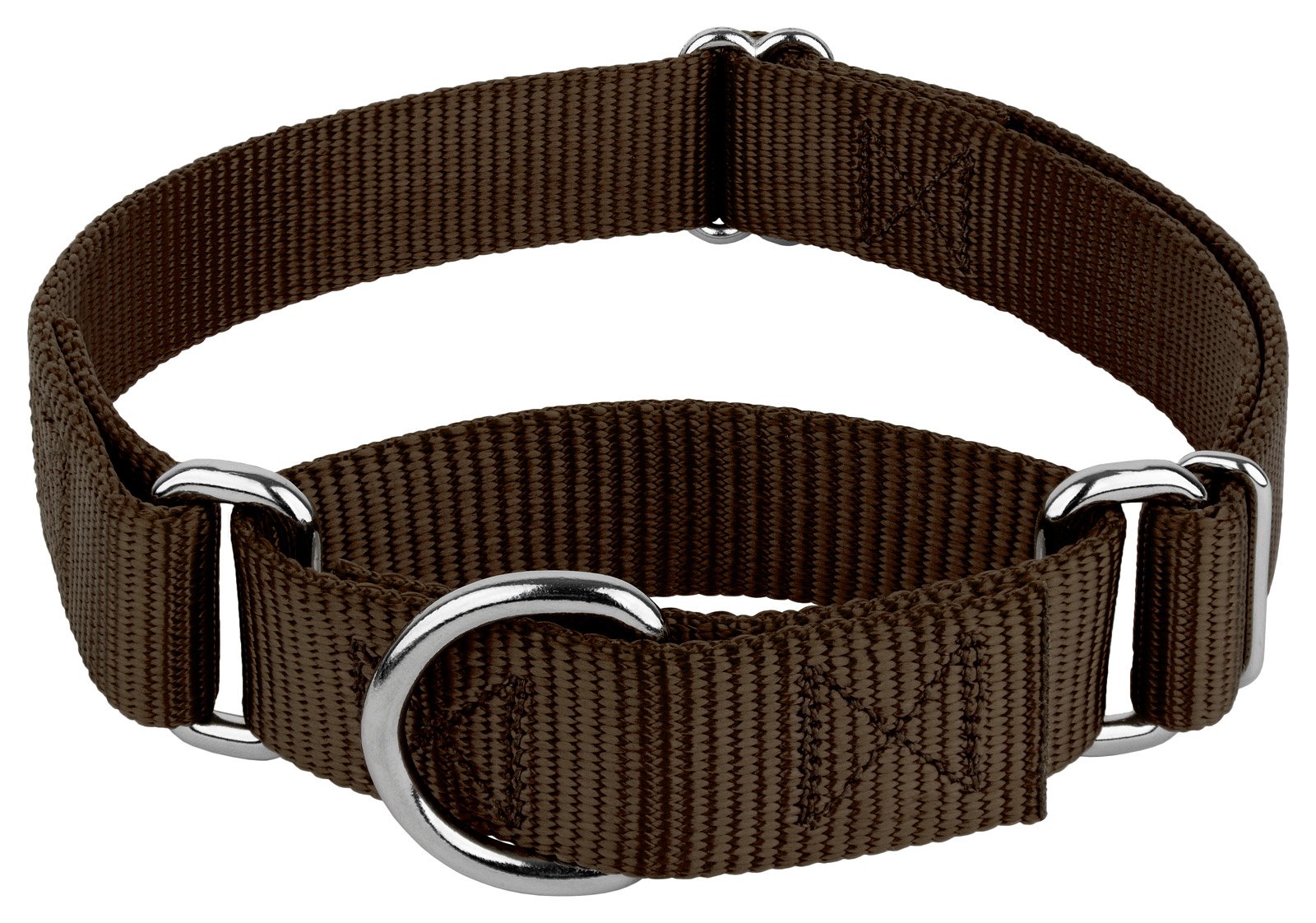 Country Brook Petz - Brown Martingale Heavy Duty Nylon Dog Collar - 21 Vibrant Color Options (1 Inch Width, Large)