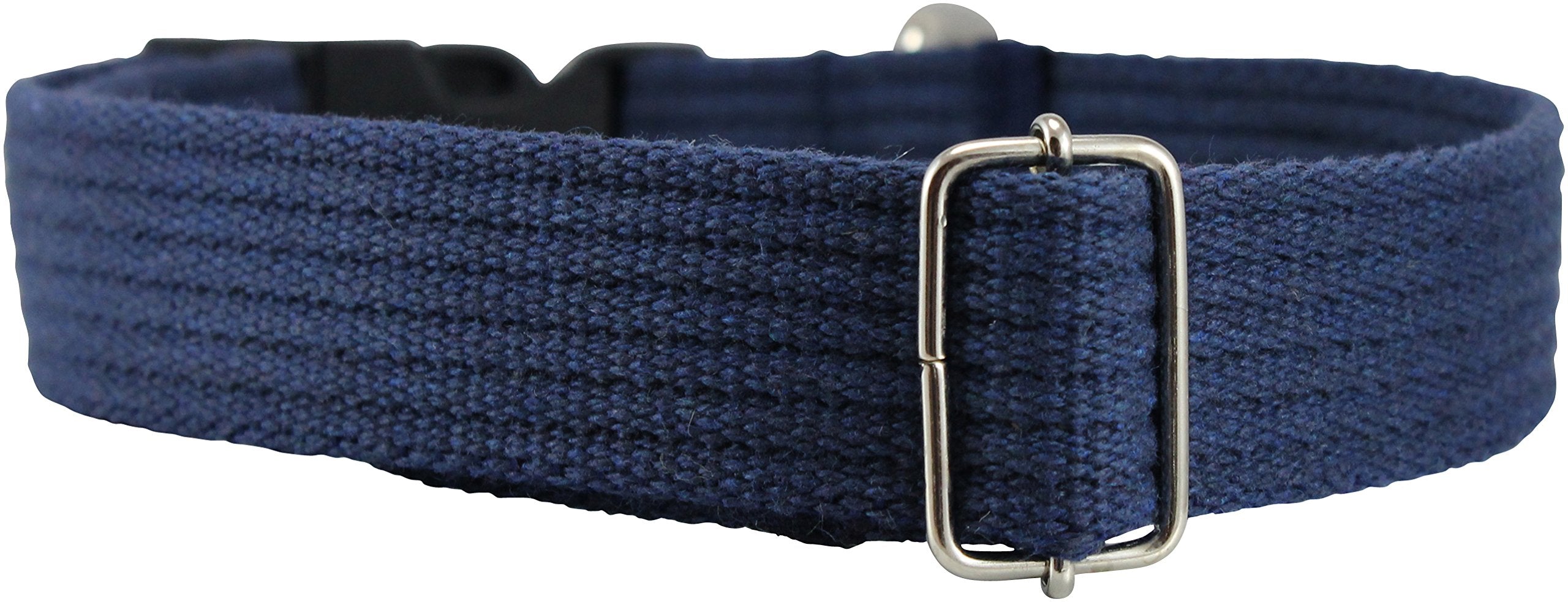 Cotton Web Adjustable Dog Collar 4 Sizes Blue (Large: Neck 16'-23'; Width 1')