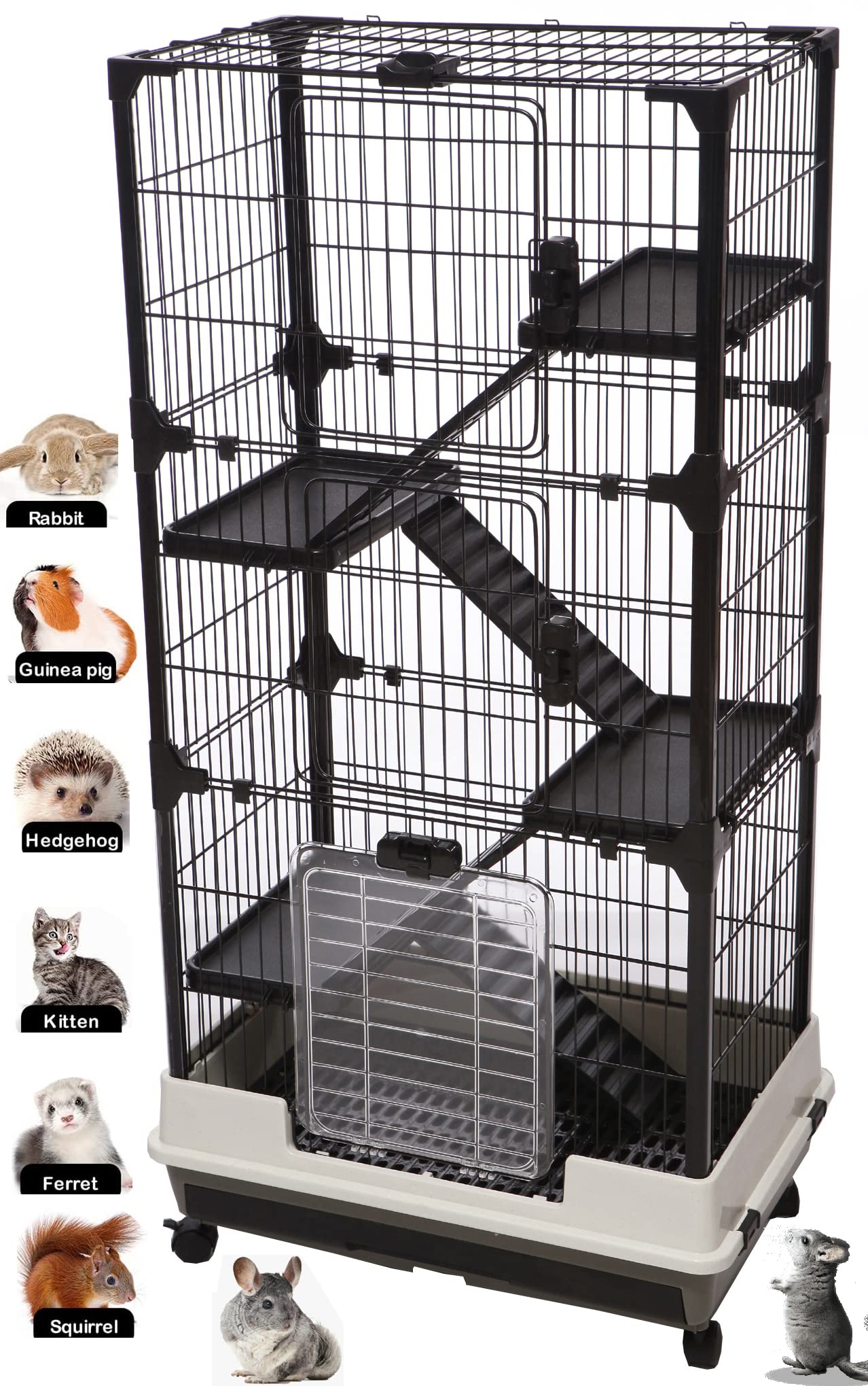 Large 5-Level In/Outdoor Small Animal Pet Cage For Guinea Pig Ferret Squirrel Chinchilla Cat Playpen Rabbit Hutch With Solid Pla
