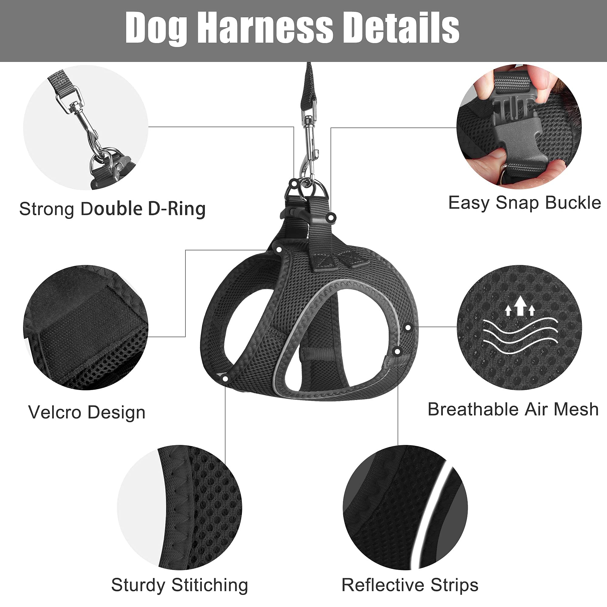 Petifine Extra Small Step In Dog Harness And Leash Set, Cat Harness And Leash Escape Proof, All Weather Mesh Reflective, Step-In