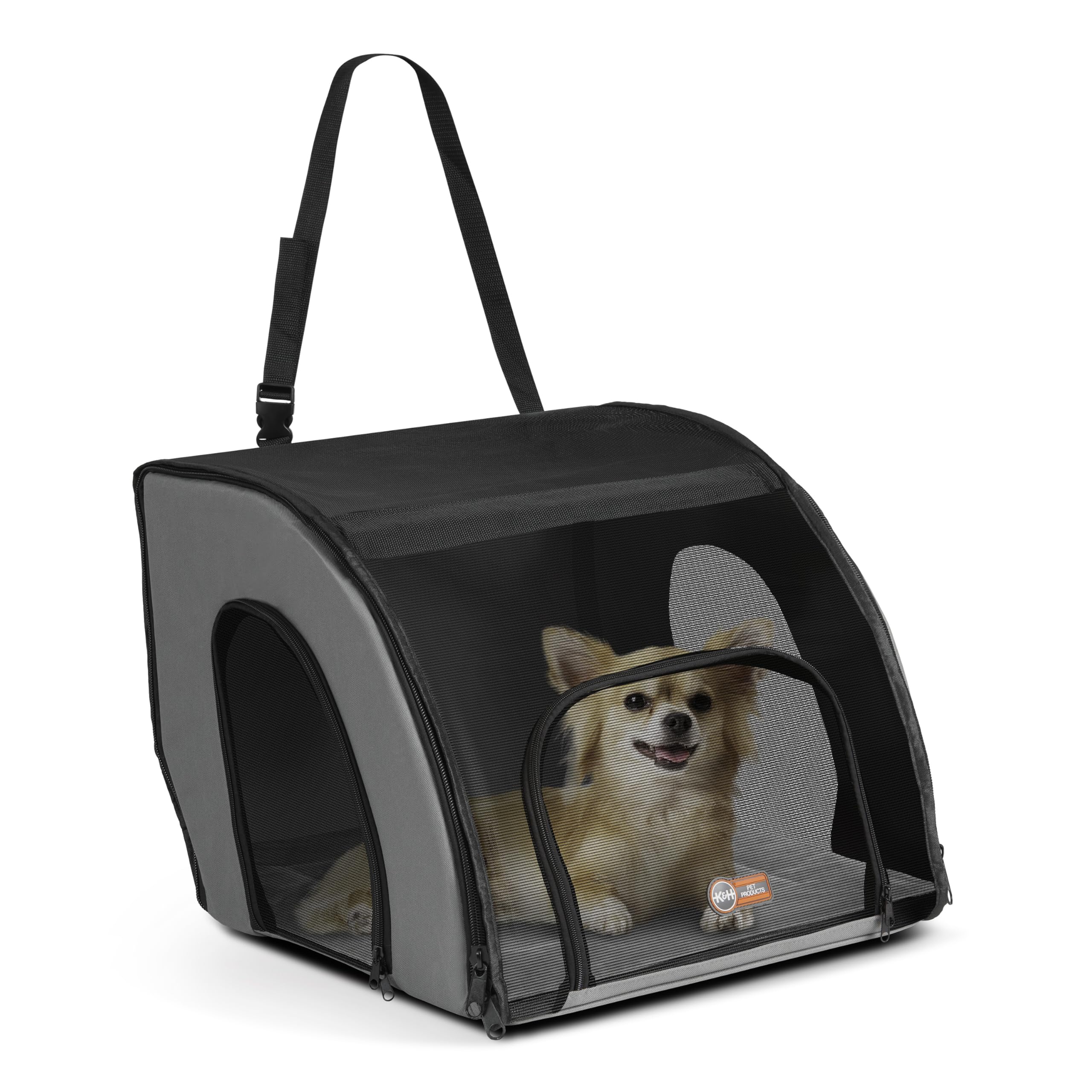 K&H Pet Products Enclosed Dog Cat Car Seat, Travel Safety Carrier for Pets, Dog Travel Car Seat, Soft-Sided Covered Cat Carrier,