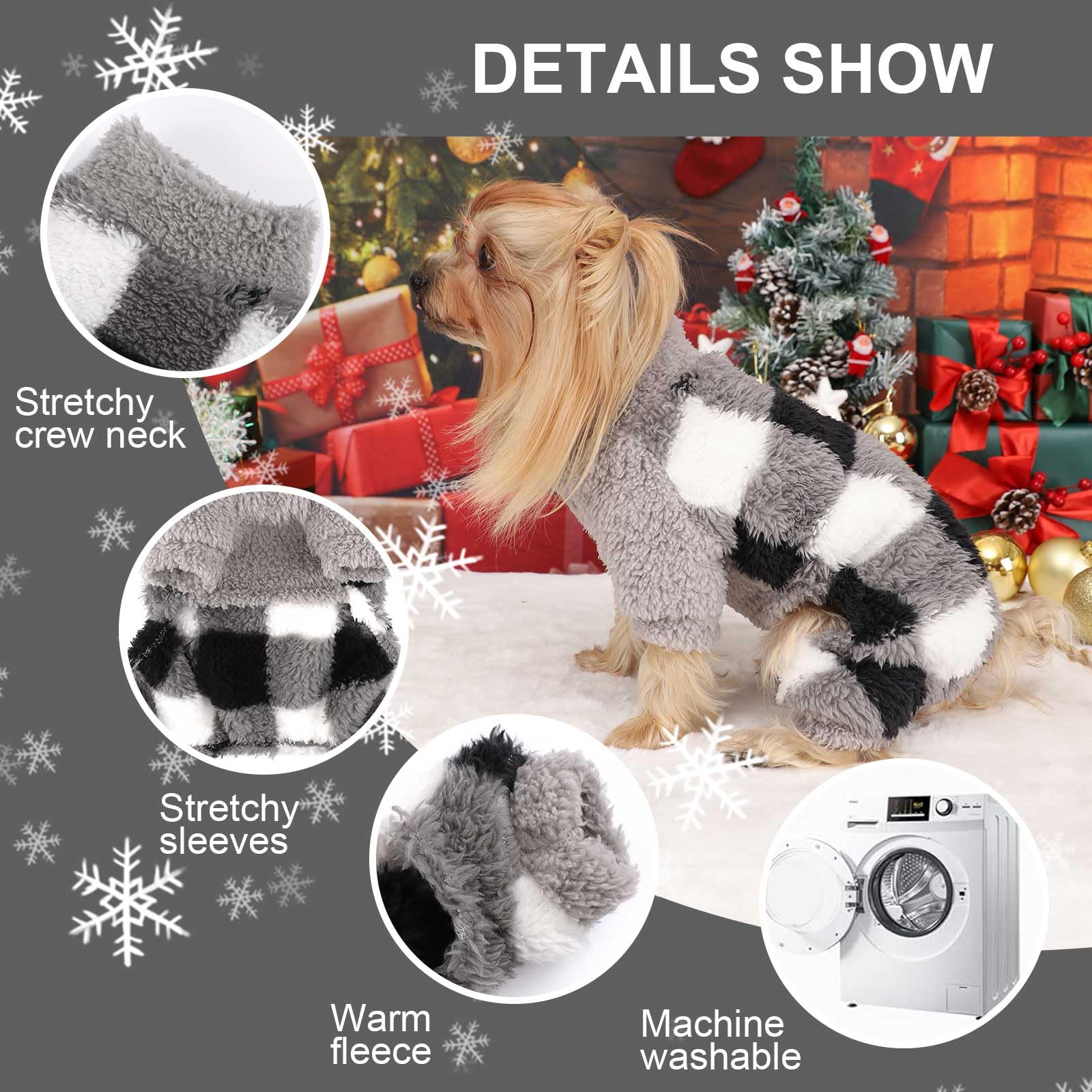 Dog Pajamas Pjs Dog Clothes for Small Dogs Girl Boy Warm Spring Fall Winter Dog Onesie Dog Sweaters Fleece Puppy Jumpsuits 4 Leg