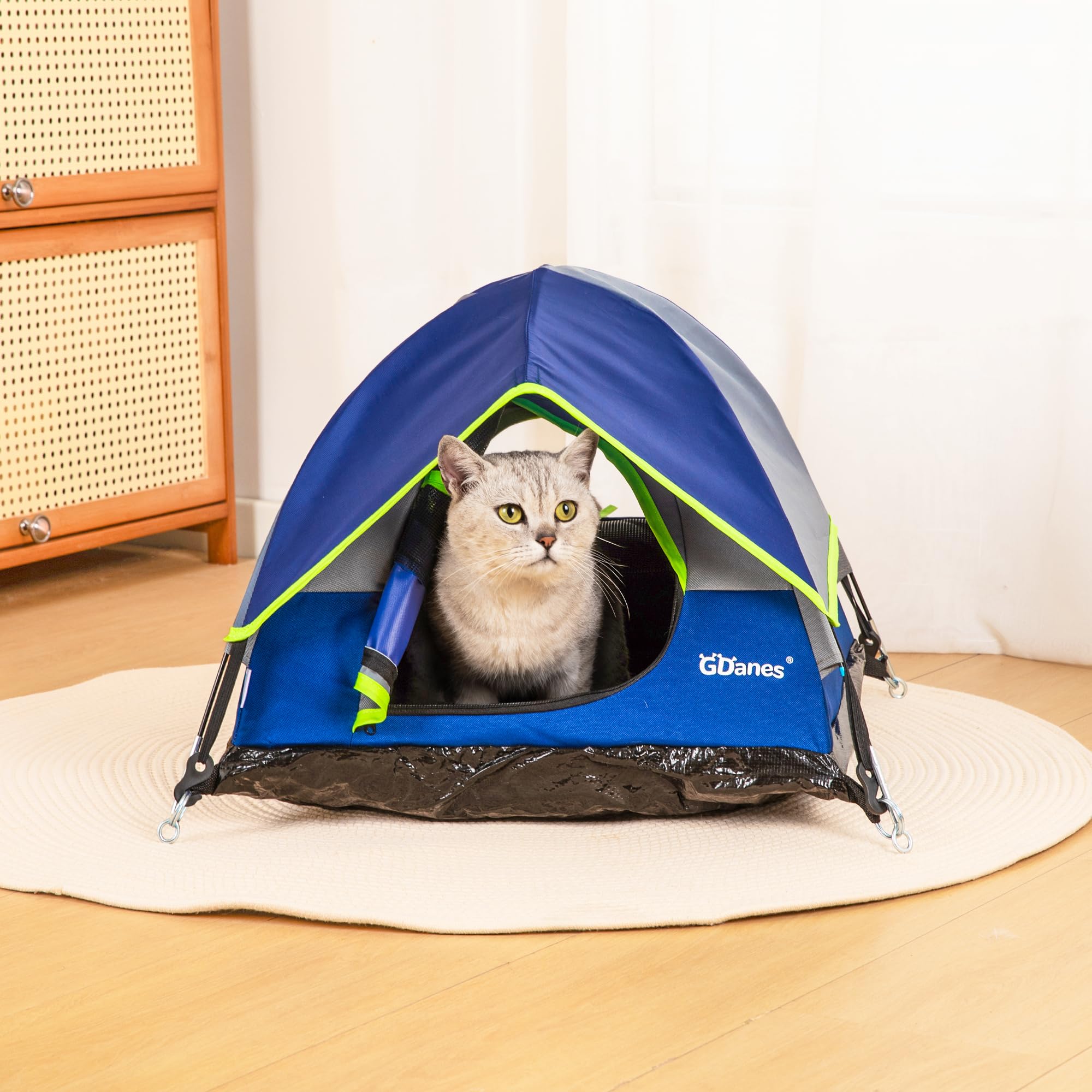 Gdanes Blue Cat Tent, Large Cave Bed For Indoor Cats And Small Dogs With Soft Pad - 22'' X 22'' X 16''