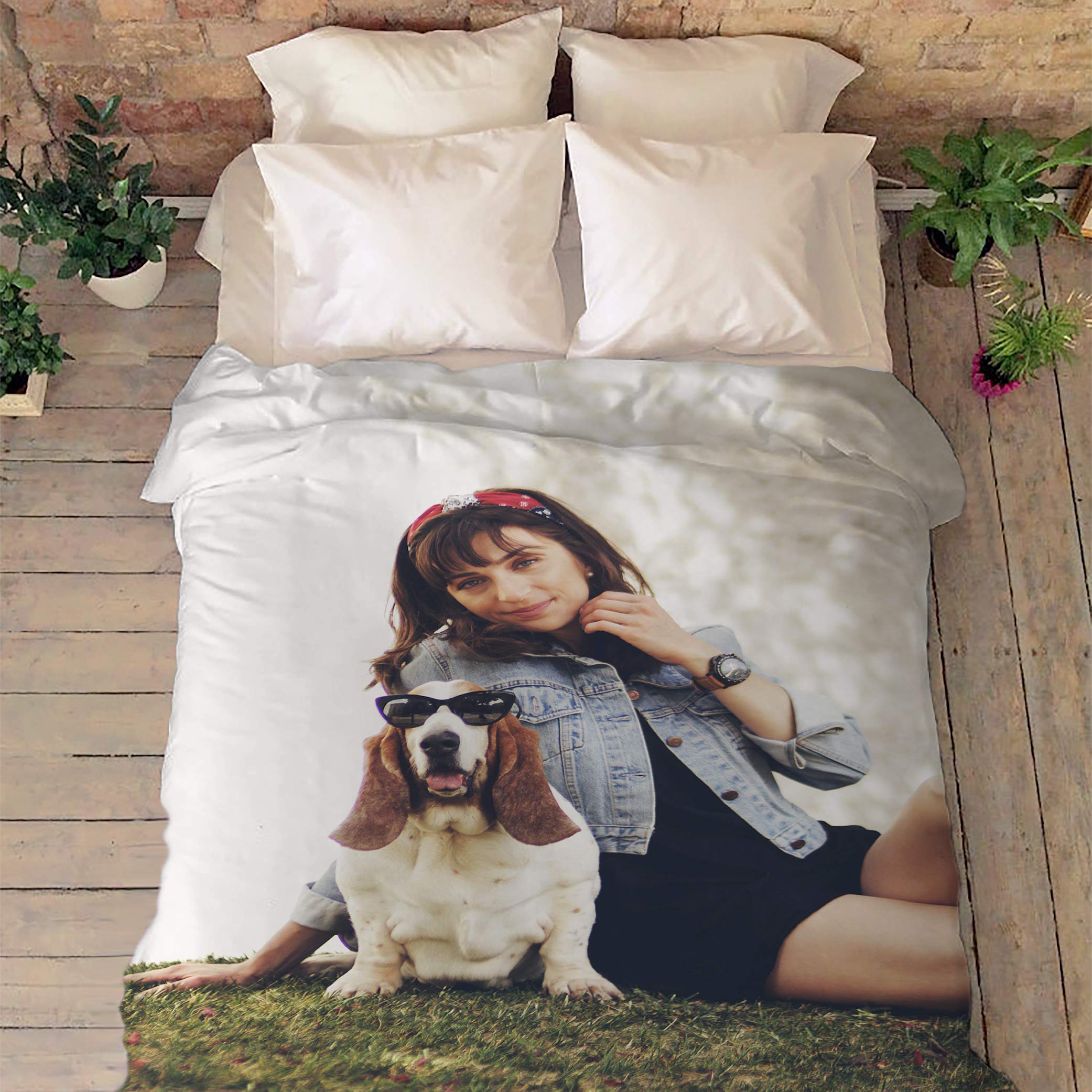 Stylish Gears Custom Single Photo Blanket, Personalized Pet Photo Blanket, Pet Fleece Blanket, Pet Picture Blanket, Custom Blank