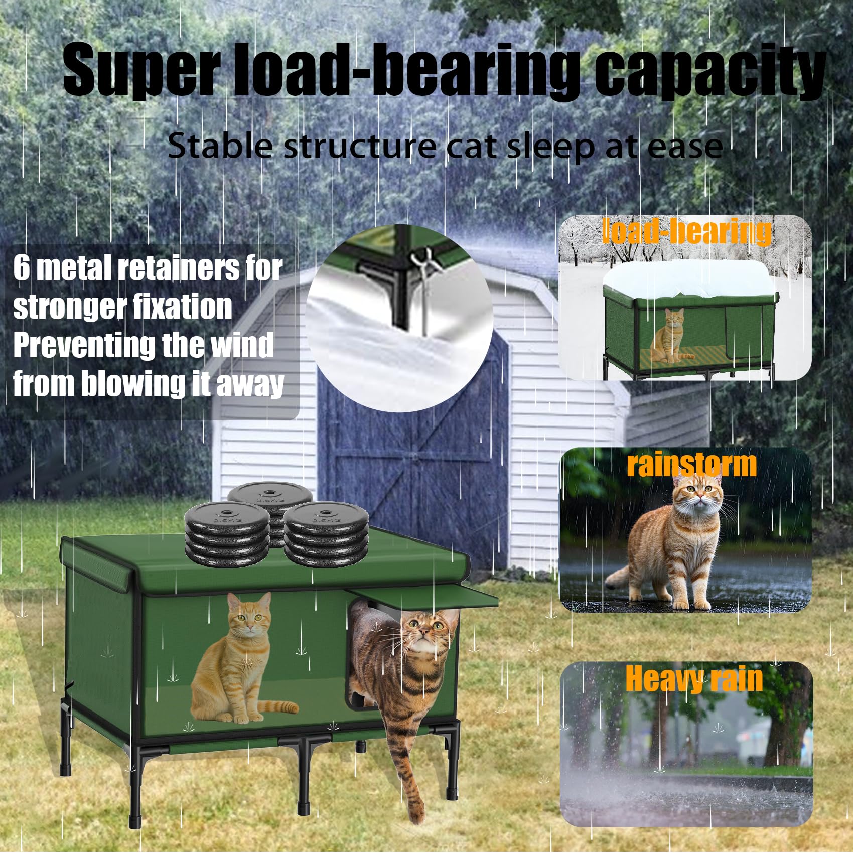 Large Outside Heated Cat House,Heated Cat House For Outdoor Cat In Winter,Outdoors Weatherproof Cats House,Stdily Heated Cats Ho