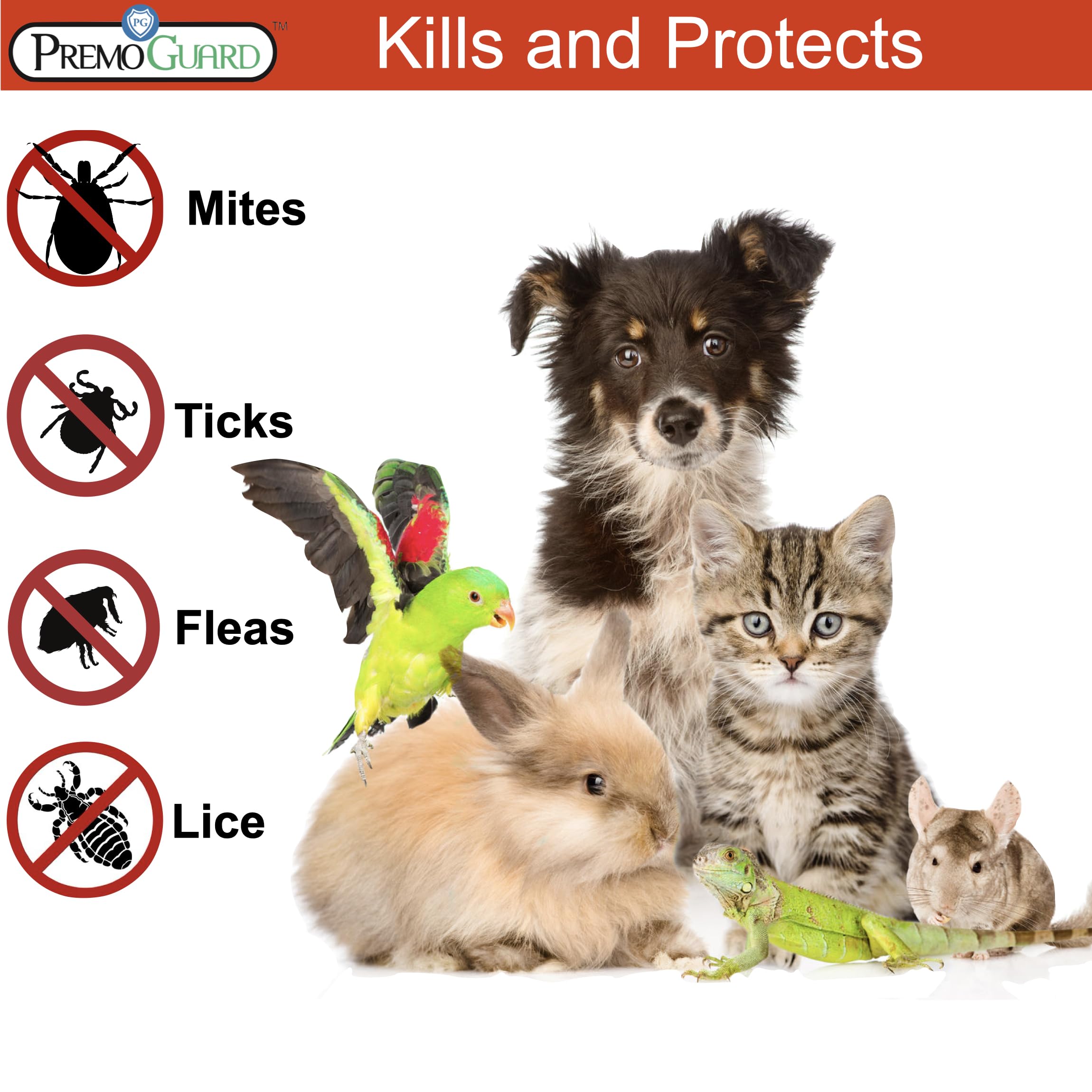 Premo Guard Pet Protector Spray - Natural Mite, Flea, Tick & Mosquito Control for Dogs & Cats - 32 oz
