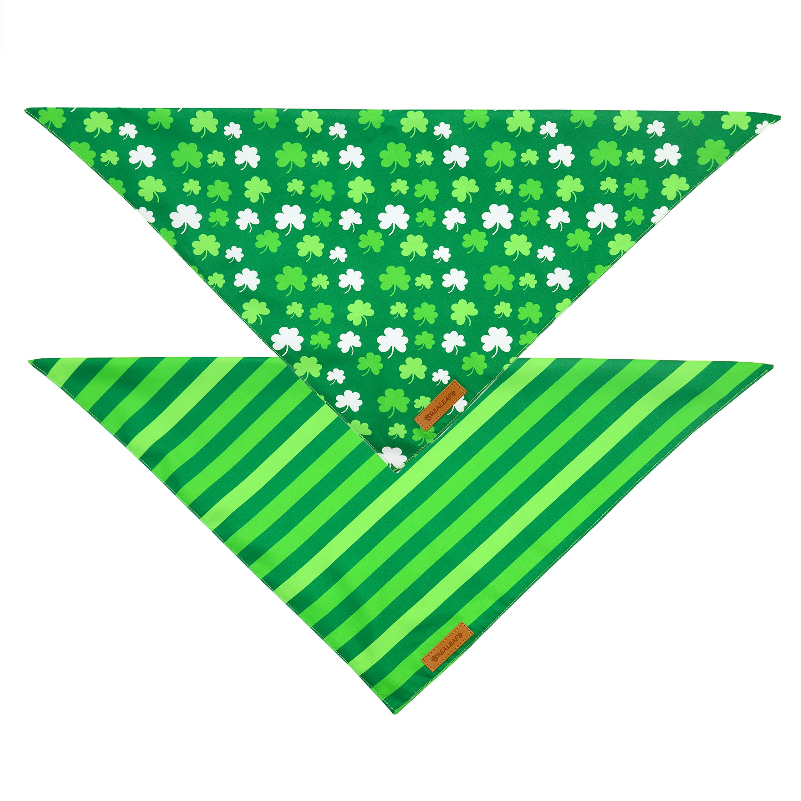 Realeaf St. Patrick'S Day Dog Bandanas 2 Pack, Triangle Reversible Pet Scarf For Boys And Girls, Premium Durable Fabric, Holiday