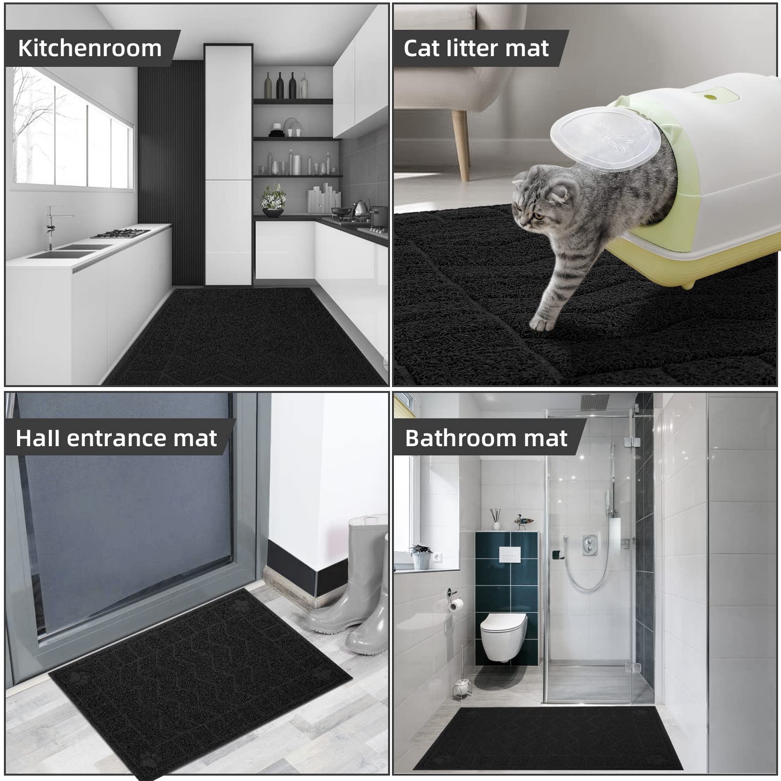 Motsamla Cat Litter Mat, Litter Trapping Mat Soft On Kitty Paws, 47' X 35' Kitten Litter Box Mat For Cleaner Floors, Waterproof, Easy Clean, Durable Xl Large Size Cat Litter Pad For Kitten.