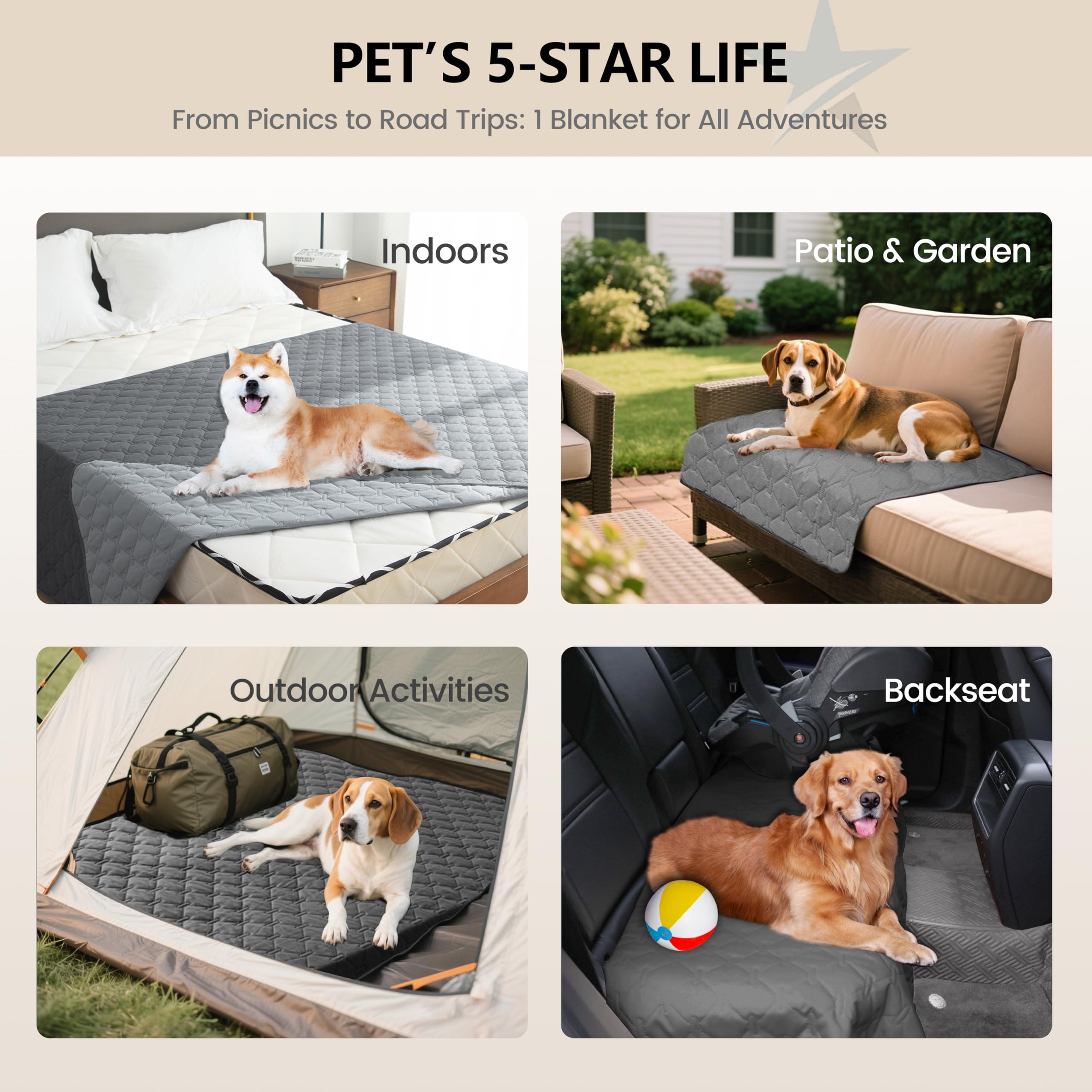 gogobunny 3X Stronger Waterproof Pet Blanket, Scratch Proof Furniture Protector for Dogs Cats, Reversible Cover 30x70 Inch, Dark